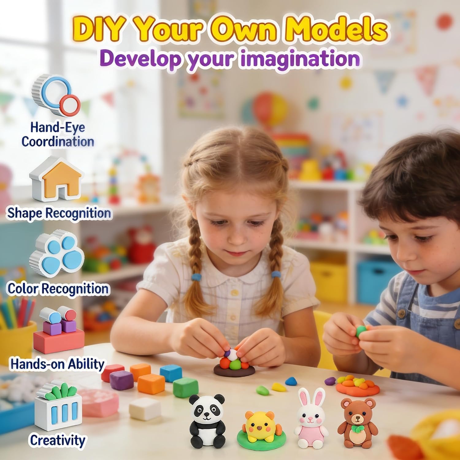 Air Dry Clay Kit, 56 Colors with 4 Sculpting Tools