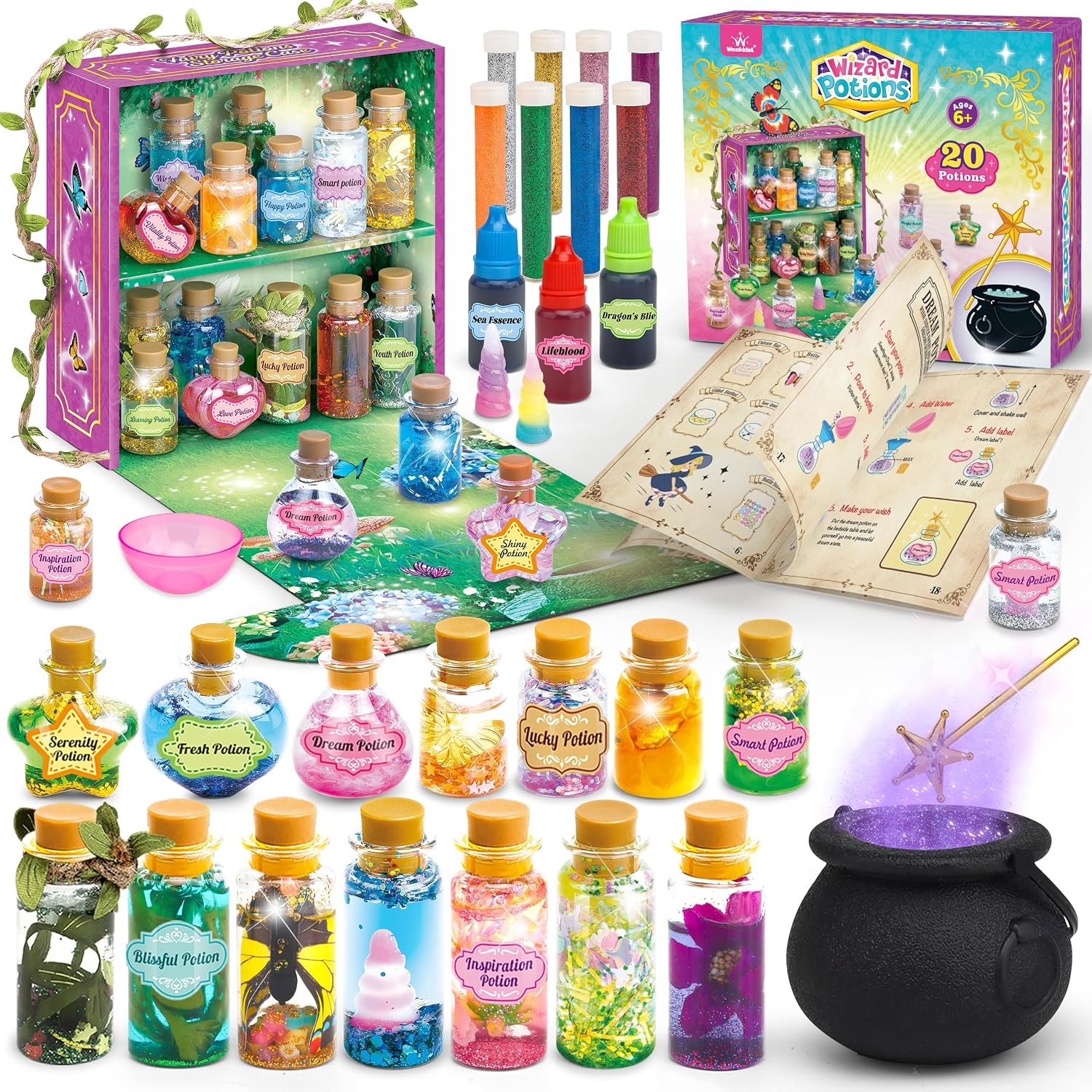Fairy Potion Craft Kit with 20 Potion Bottles and Display Case