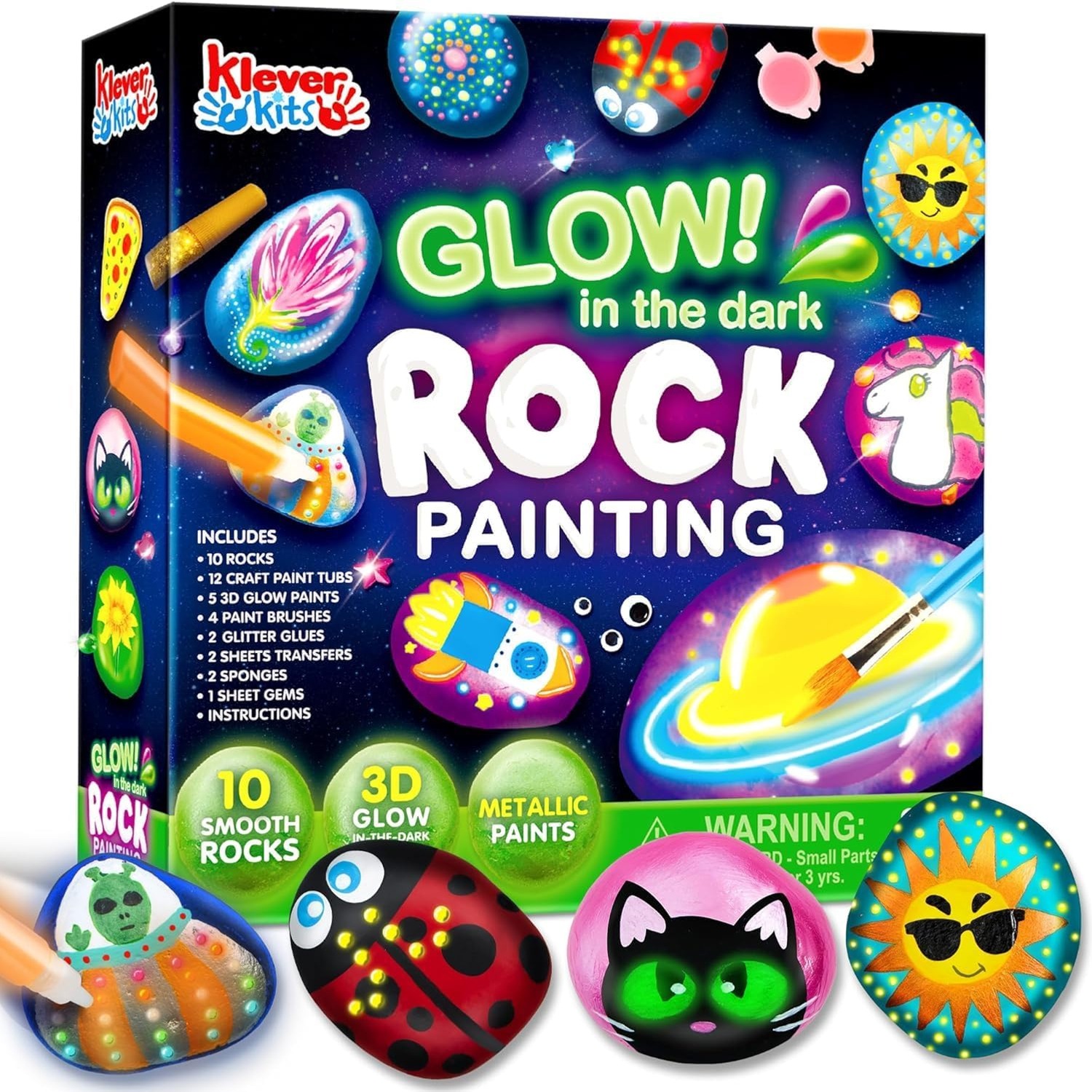 Glow in the Dark Rock Painting Kit (44 Pieces)
