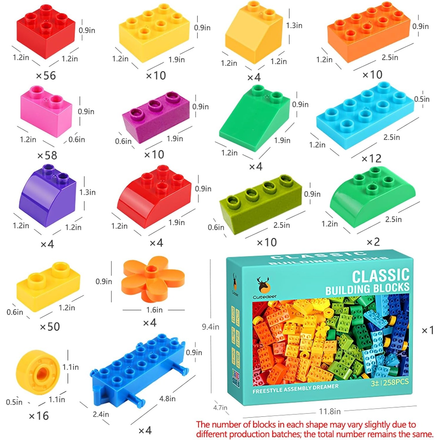 258 Piece Big Building Blocks Set