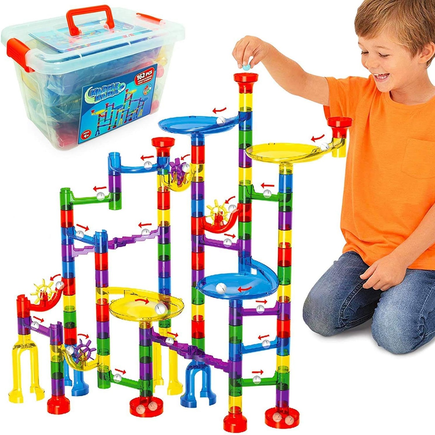 162 Piece Marble Run Set with Storage Tub
