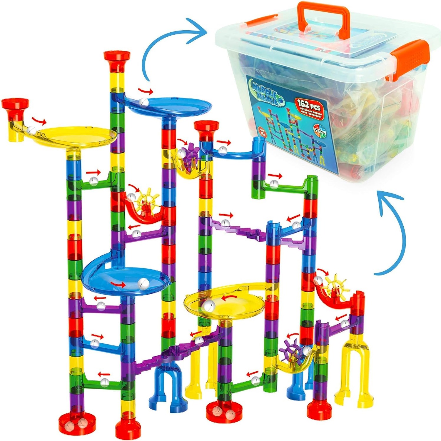 162 Piece Marble Run Set with Storage Tub