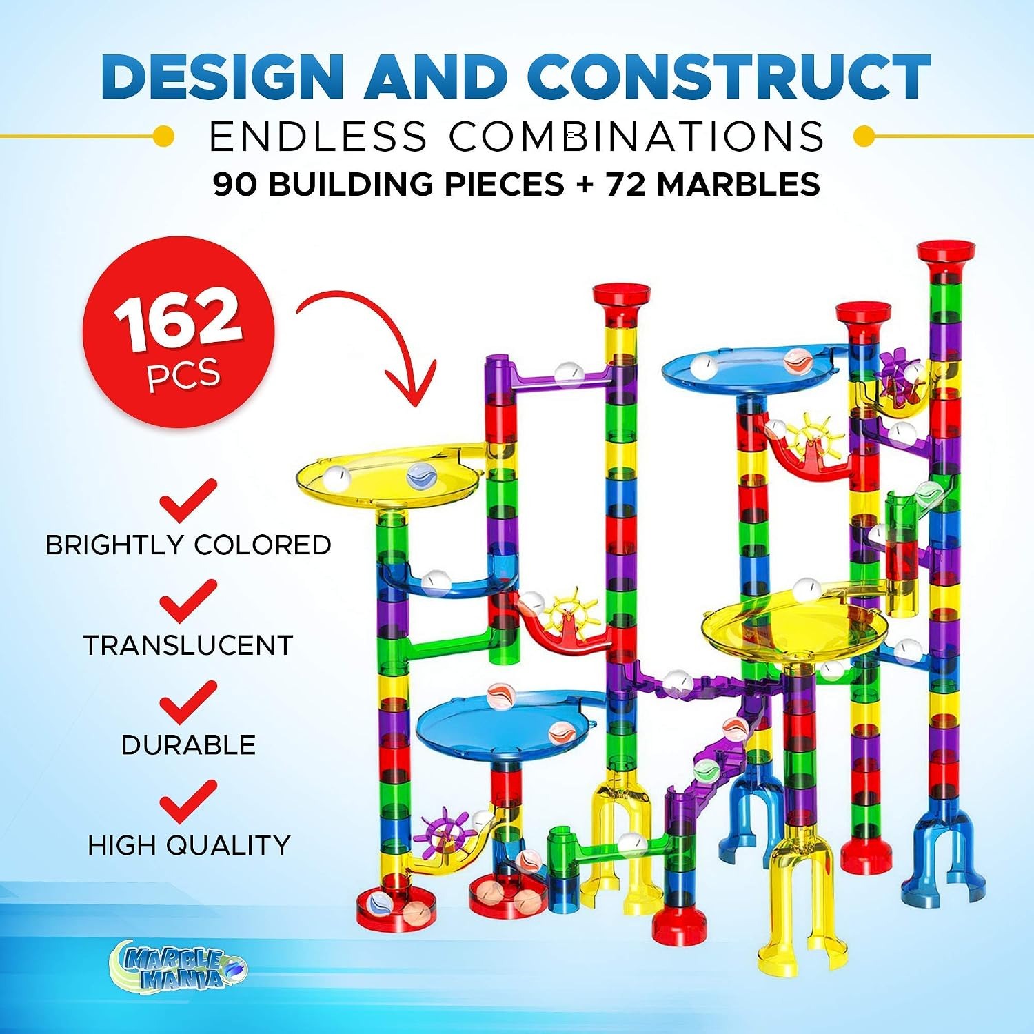162 Piece Marble Run Set with Storage Tub