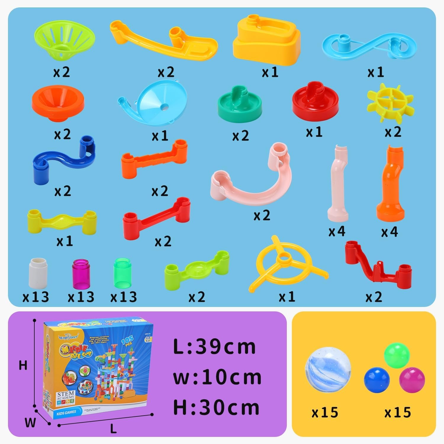 105 Piece Marble Run Building Kit