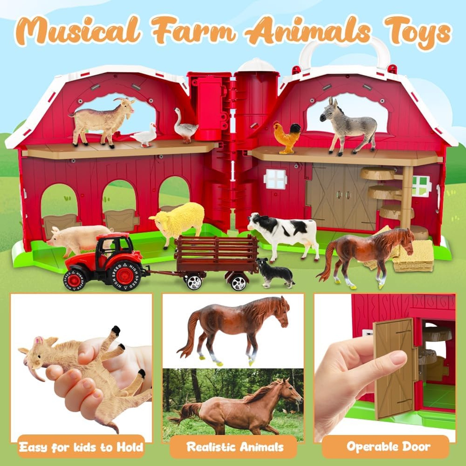Musical Red Barn Farm Animal Playset (24 Pieces)
