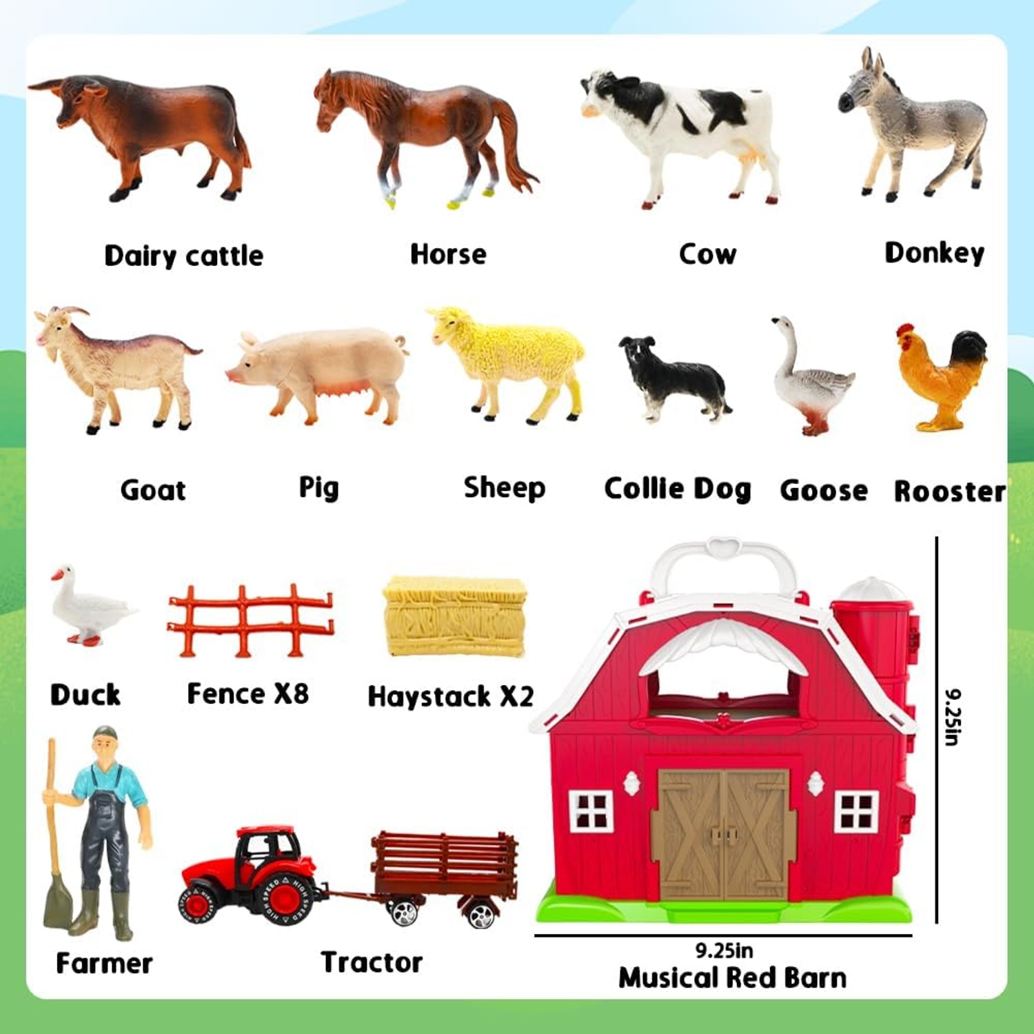 Musical Red Barn Farm Animal Playset (24 Pieces)