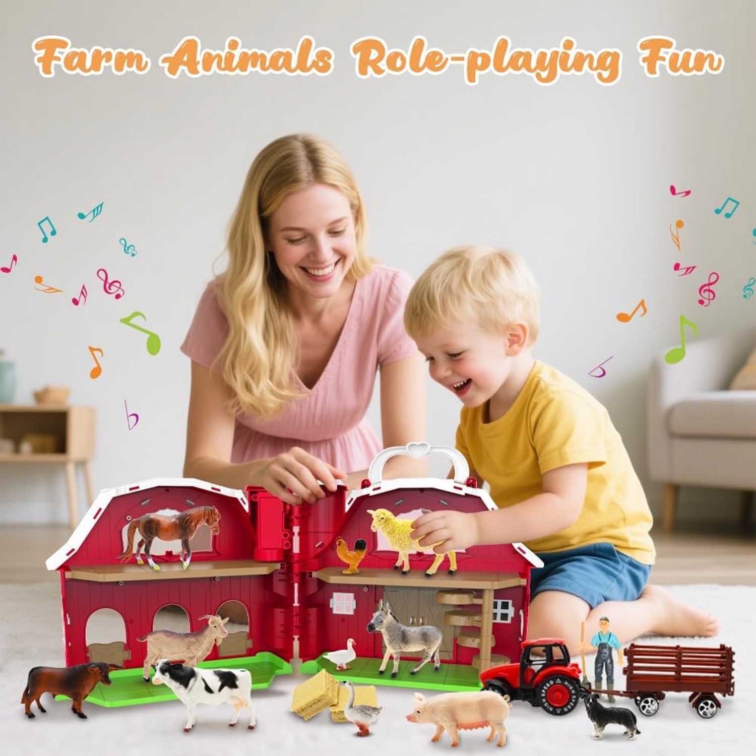 Musical Red Barn Farm Animal Playset (24 Pieces)