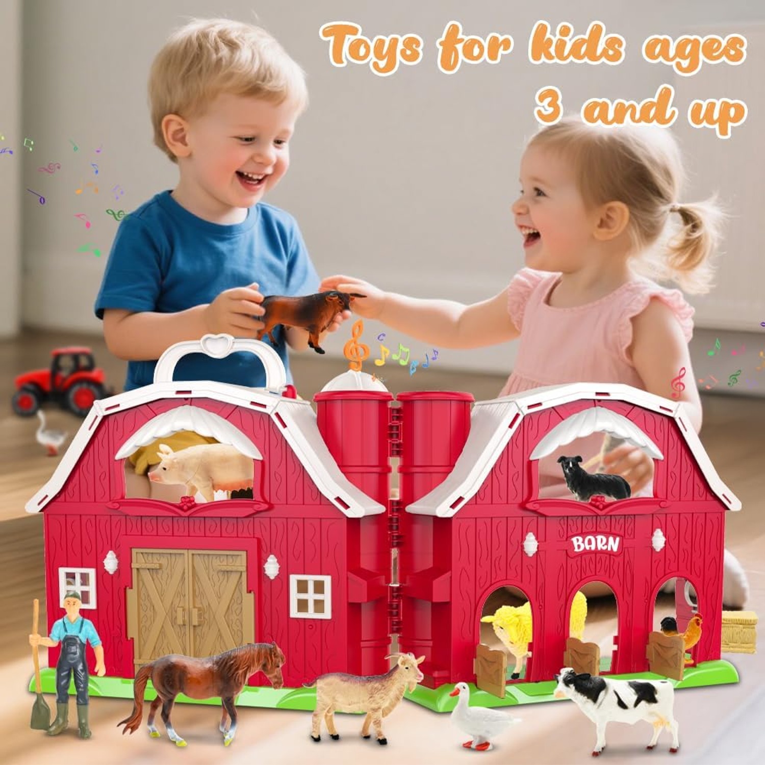 Musical Red Barn Farm Animal Playset (24 Pieces)