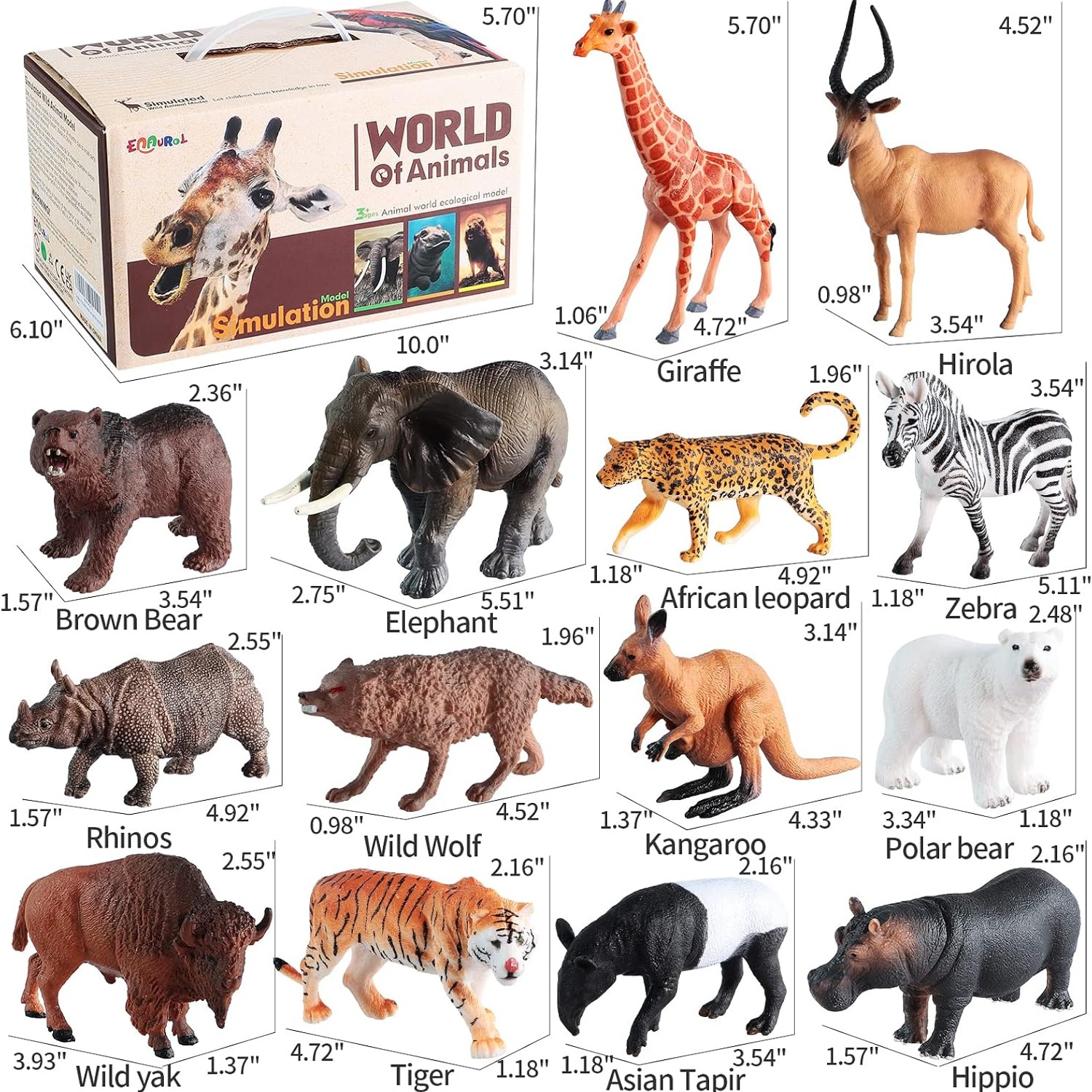 31-Piece Safari Animal Playset with Trees and Carry Box