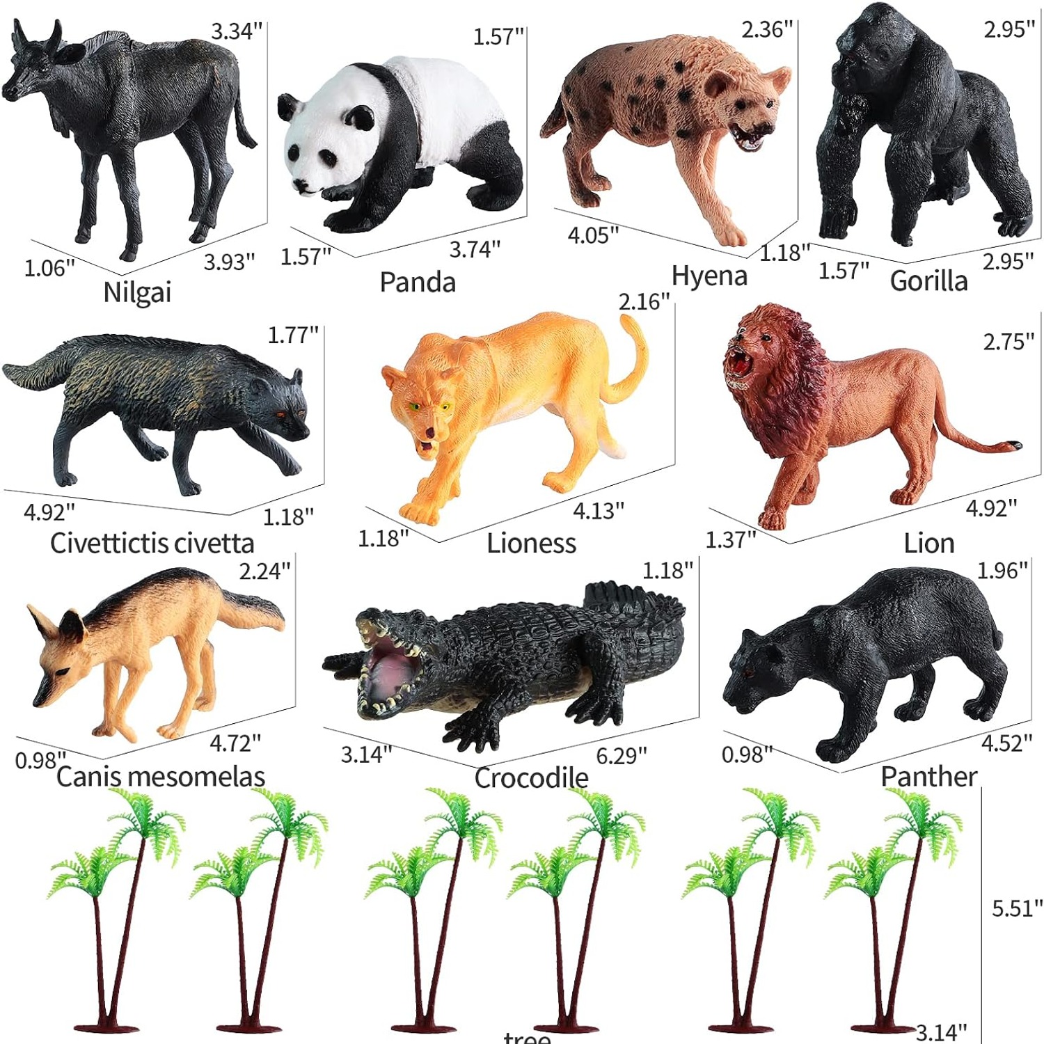 31-Piece Safari Animal Playset with Trees and Carry Box