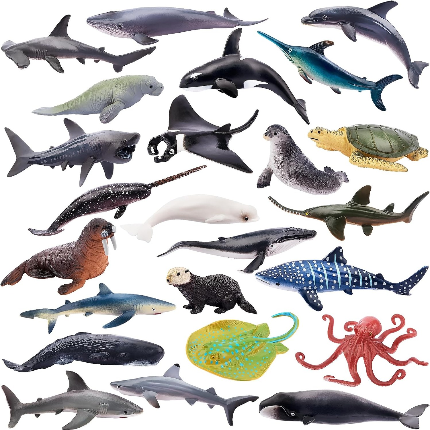 24-Piece Mini Sea Animal Figurines Set