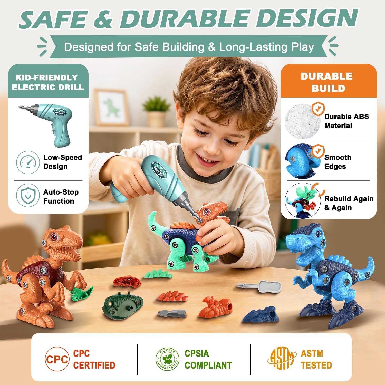 Take Apart Dinosaur Set with Electric Drill (3 Dinosaurs): image 5