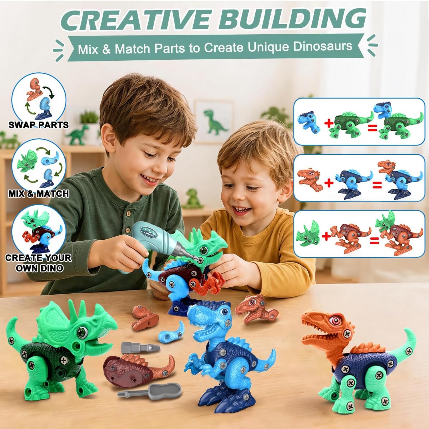 Take Apart Dinosaur Set with Electric Drill (3 Dinosaurs): image 7