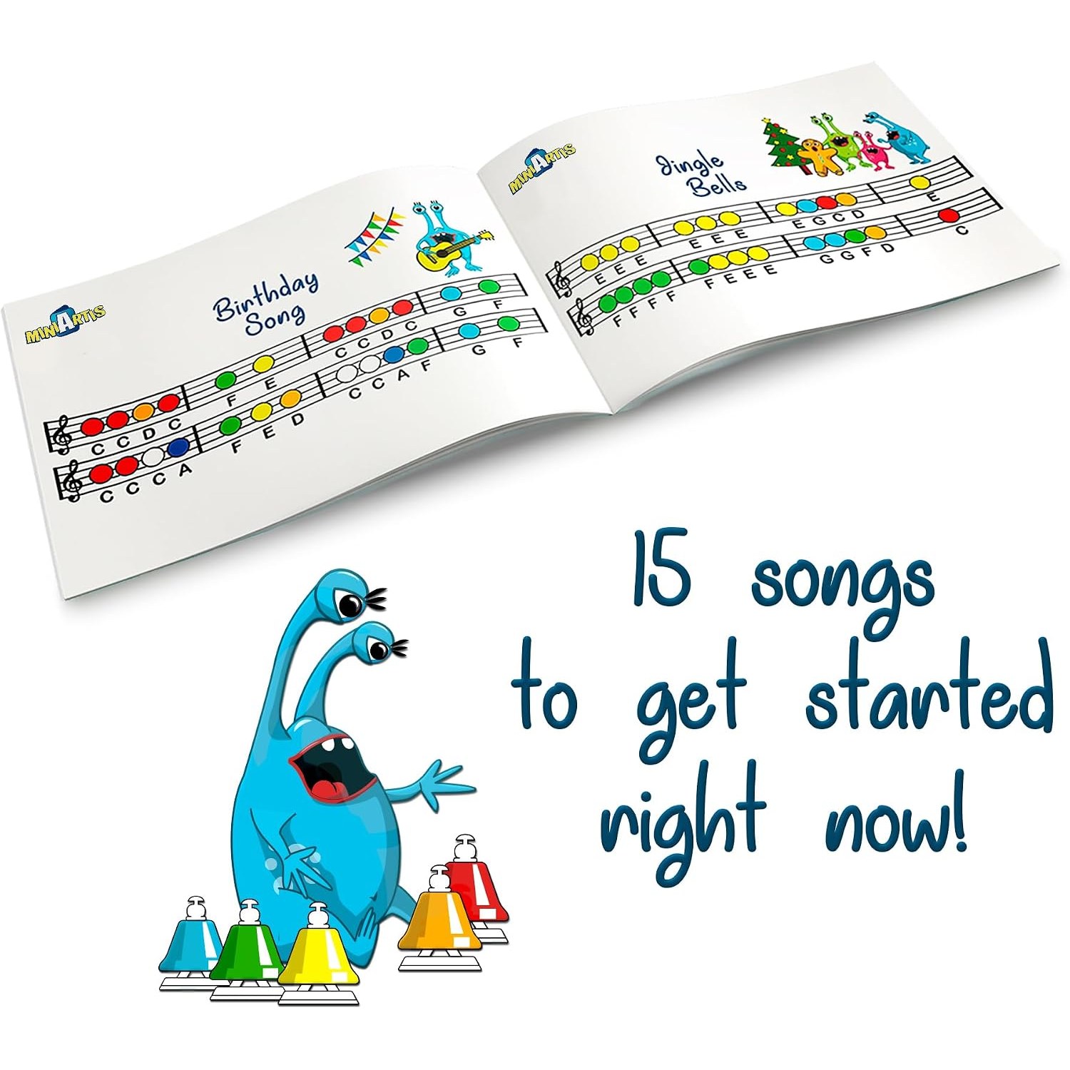 8 Note Desk Bells Set with Songbook and Case