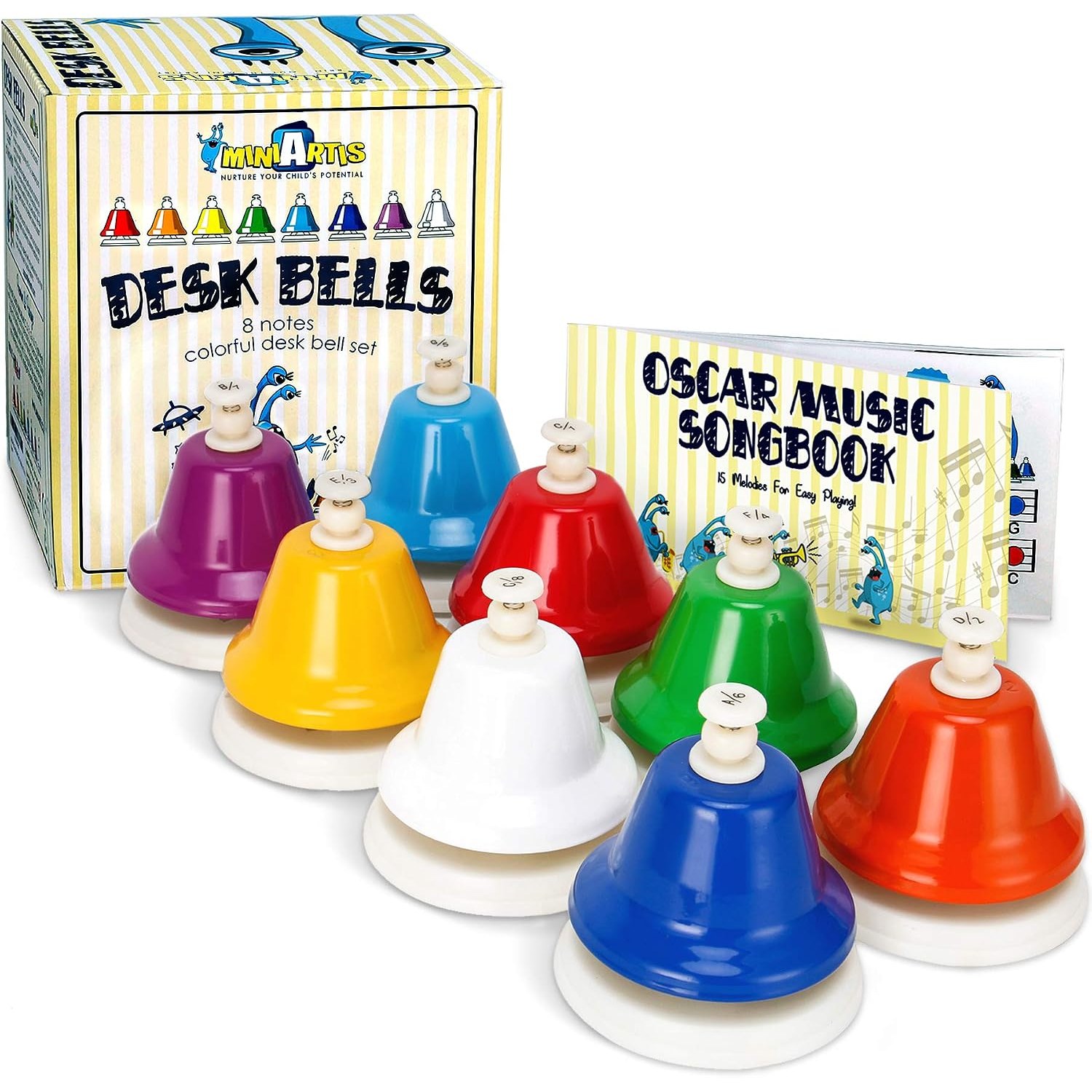 8 Note Desk Bells Set with Songbook and Case: image 1