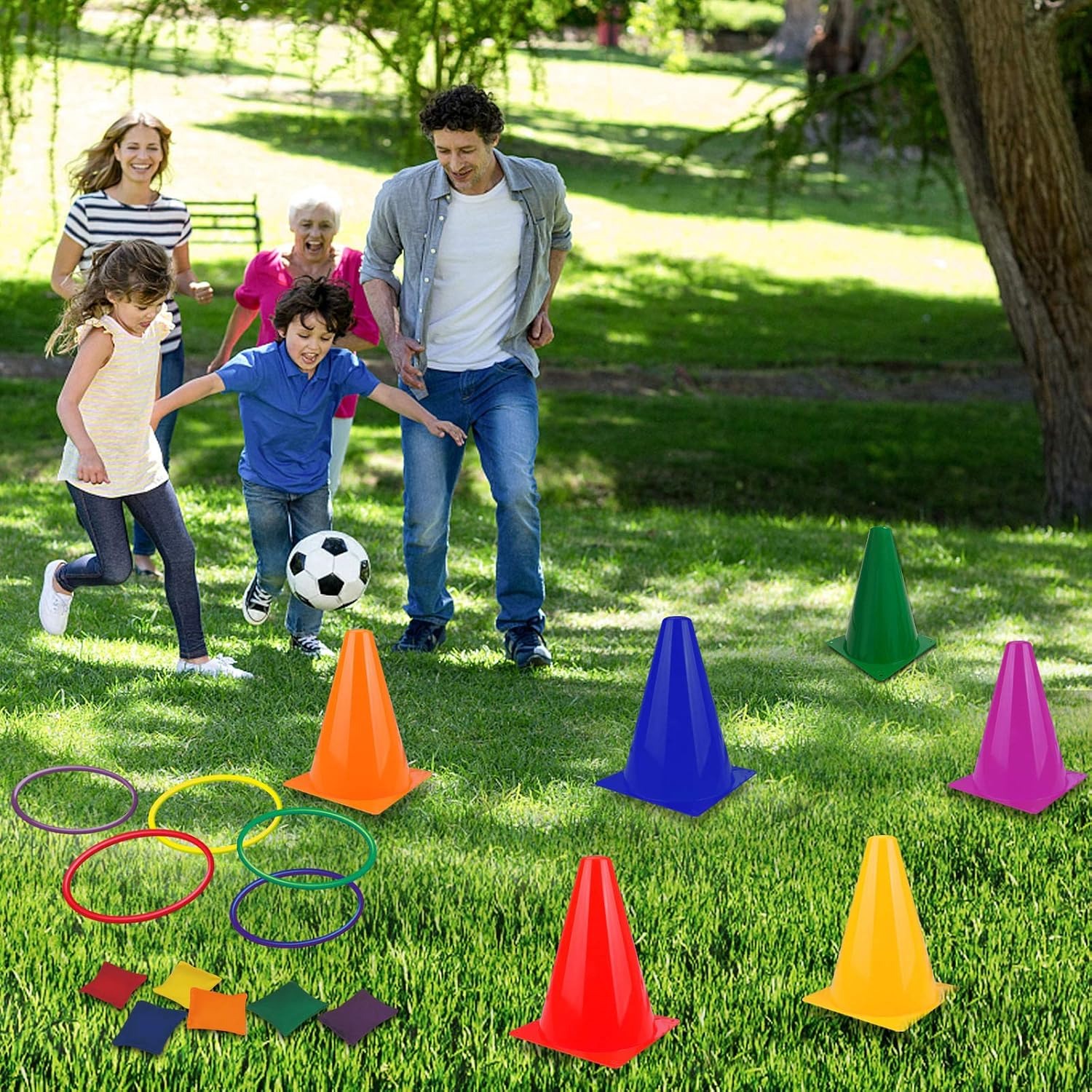 3-in-1 Carnival Games Set with Rings, Bean Bags and Cones