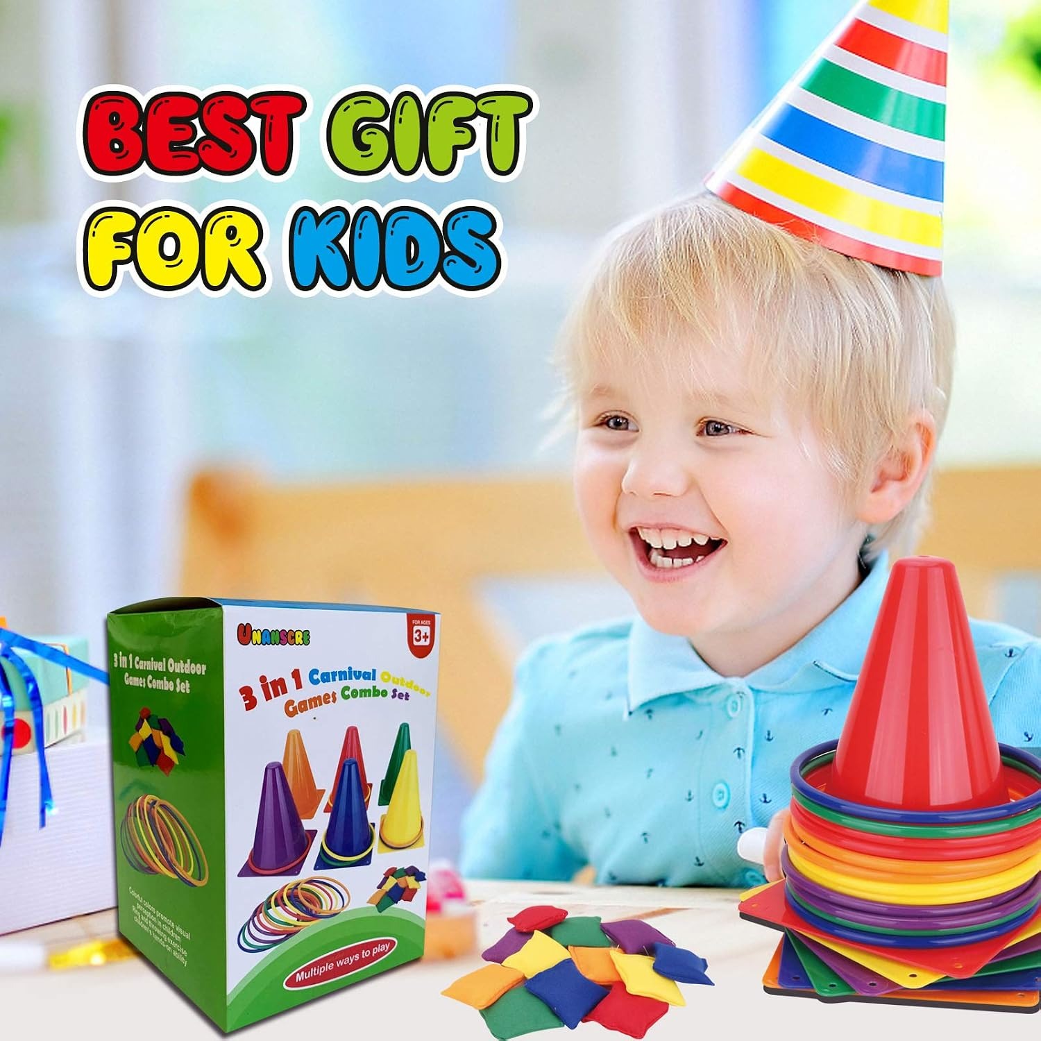 3-in-1 Carnival Games Set with Rings, Bean Bags and Cones: image 7