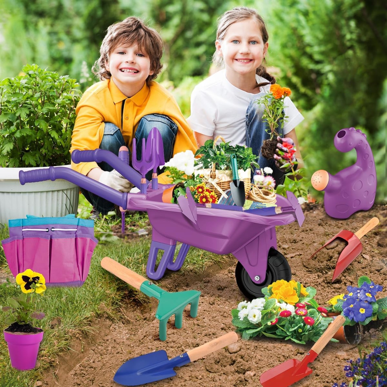 Kids Gardening Set with Wheelbarrow
