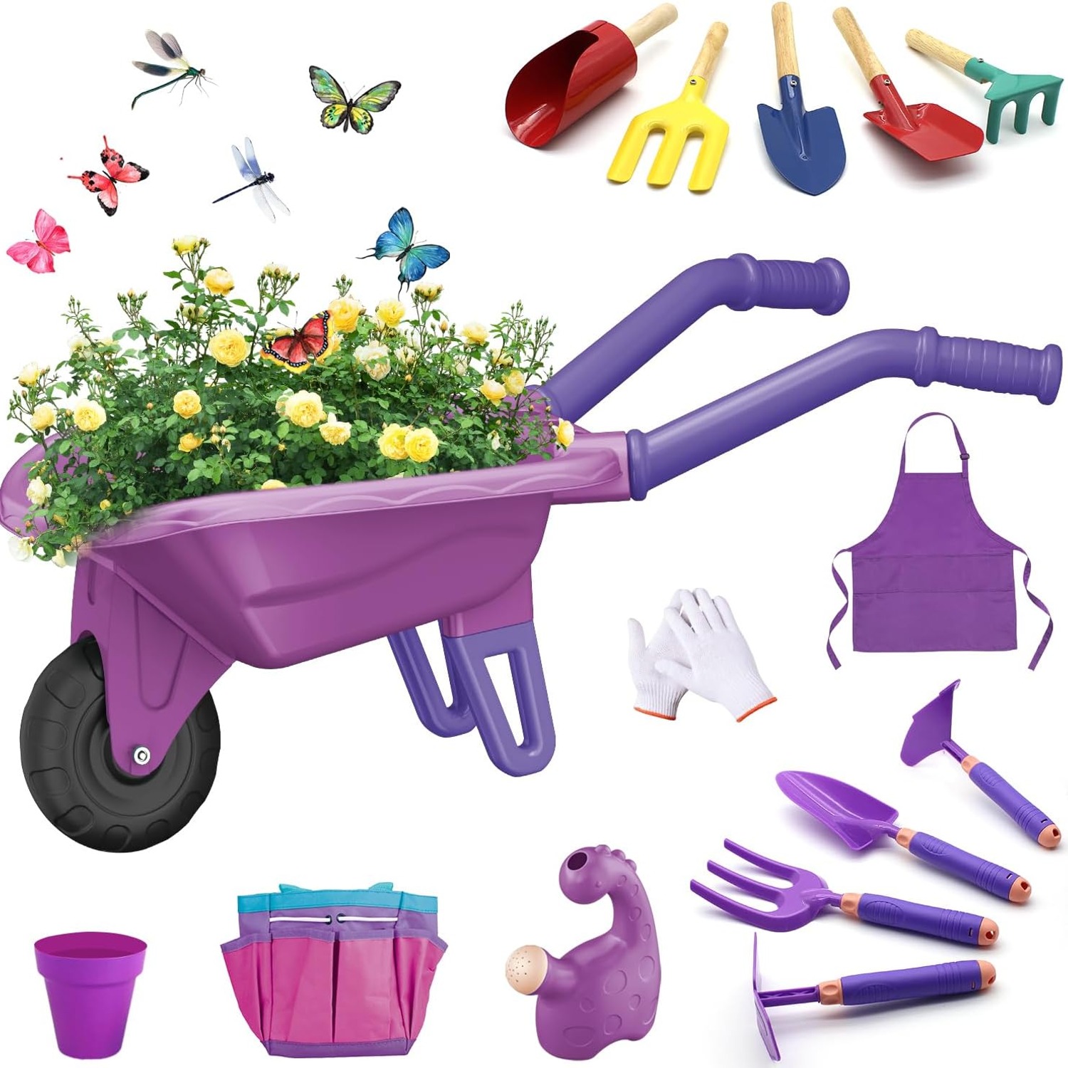 Kids Gardening Set with Wheelbarrow