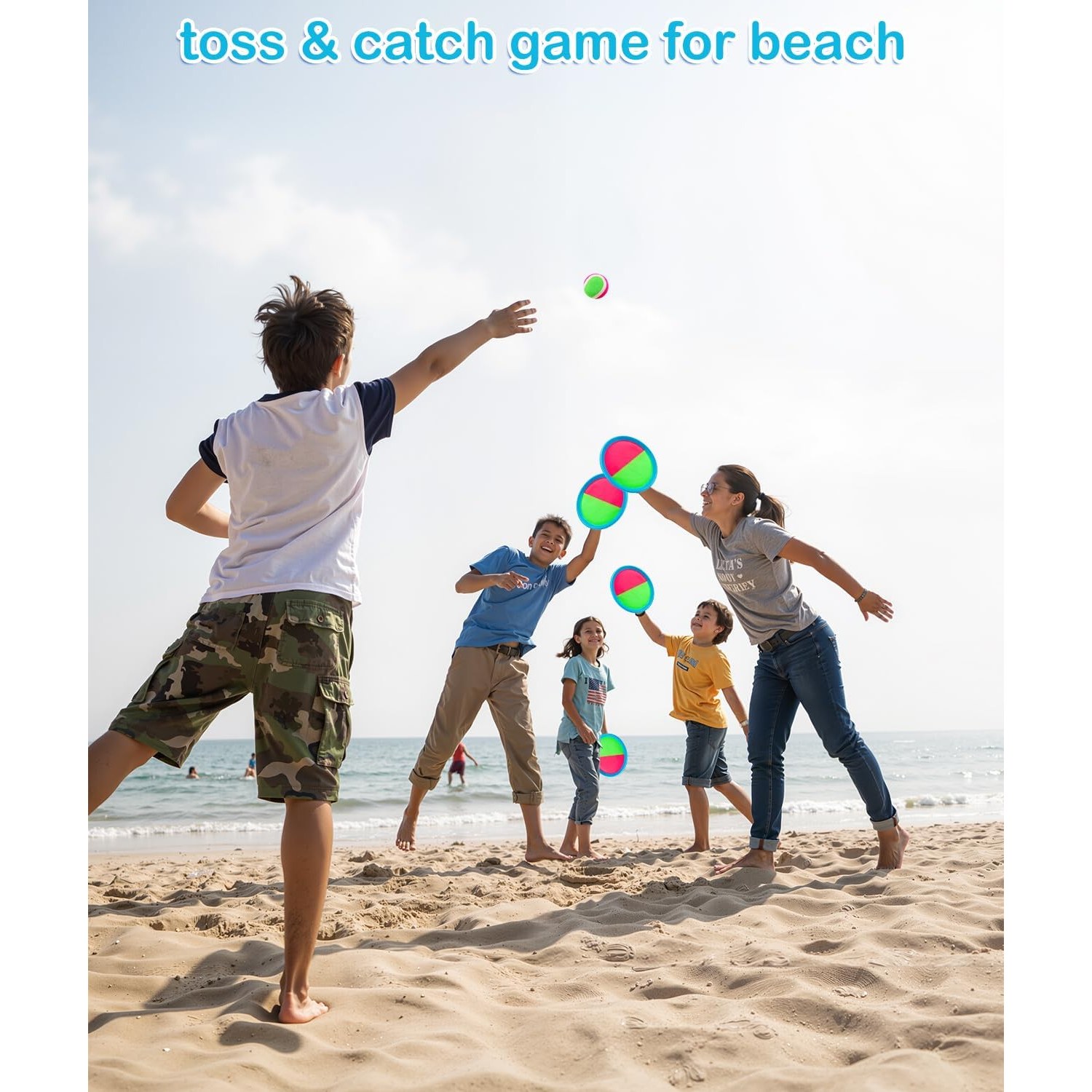 Toss and Catch Game Set with 4 Paddles, 4 Sticky Balls and Storage Bag: image 3