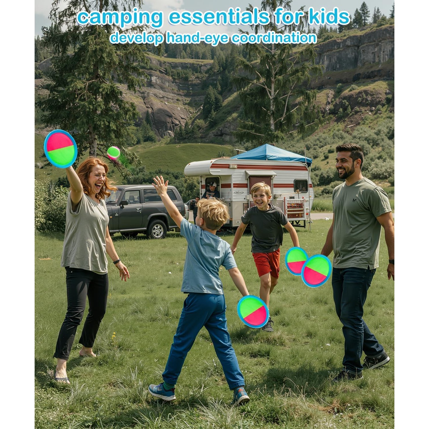 Toss and Catch Game Set with 4 Paddles, 4 Sticky Balls and Storage Bag: image 5