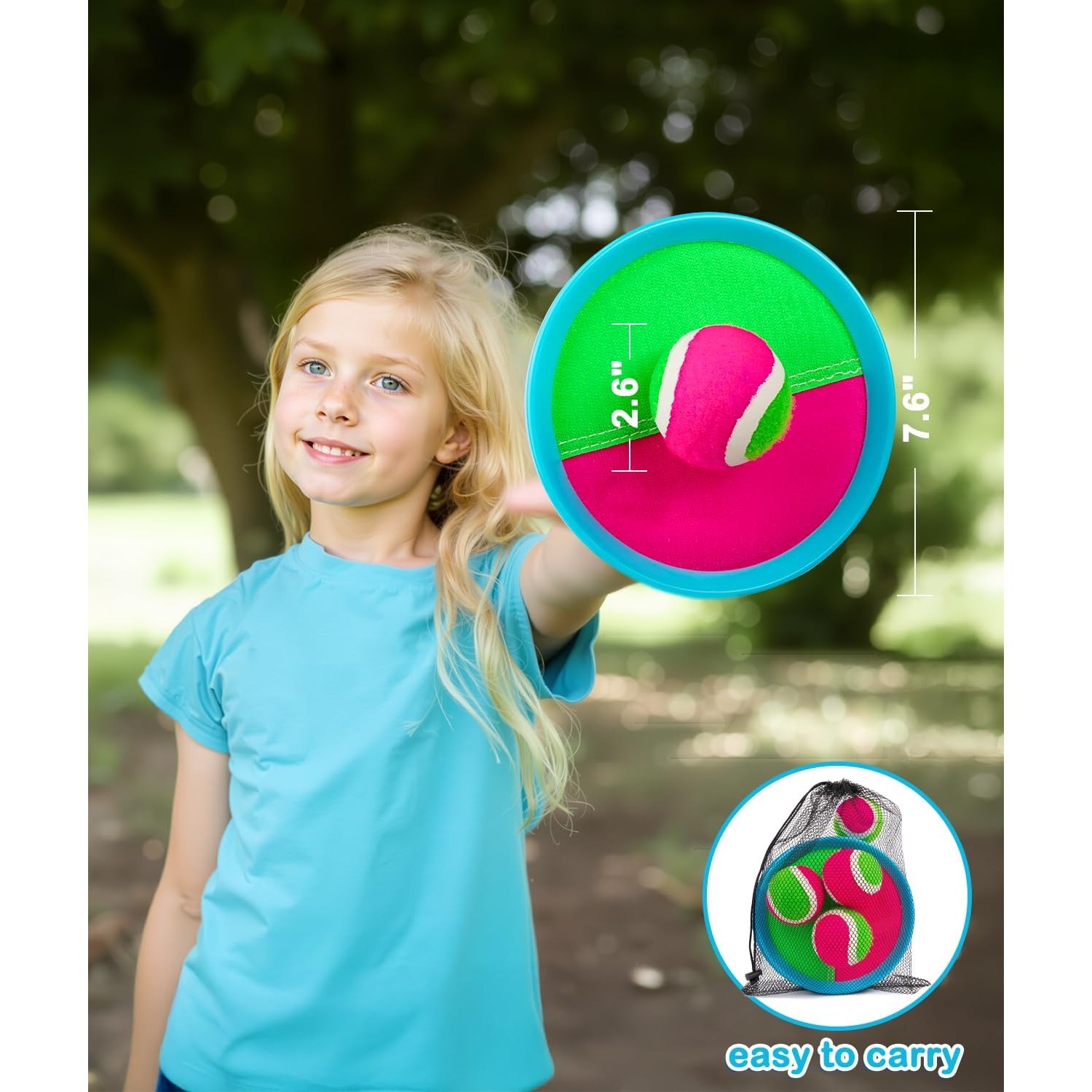 Toss and Catch Game Set with 4 Paddles, 4 Sticky Balls and Storage Bag: image 7