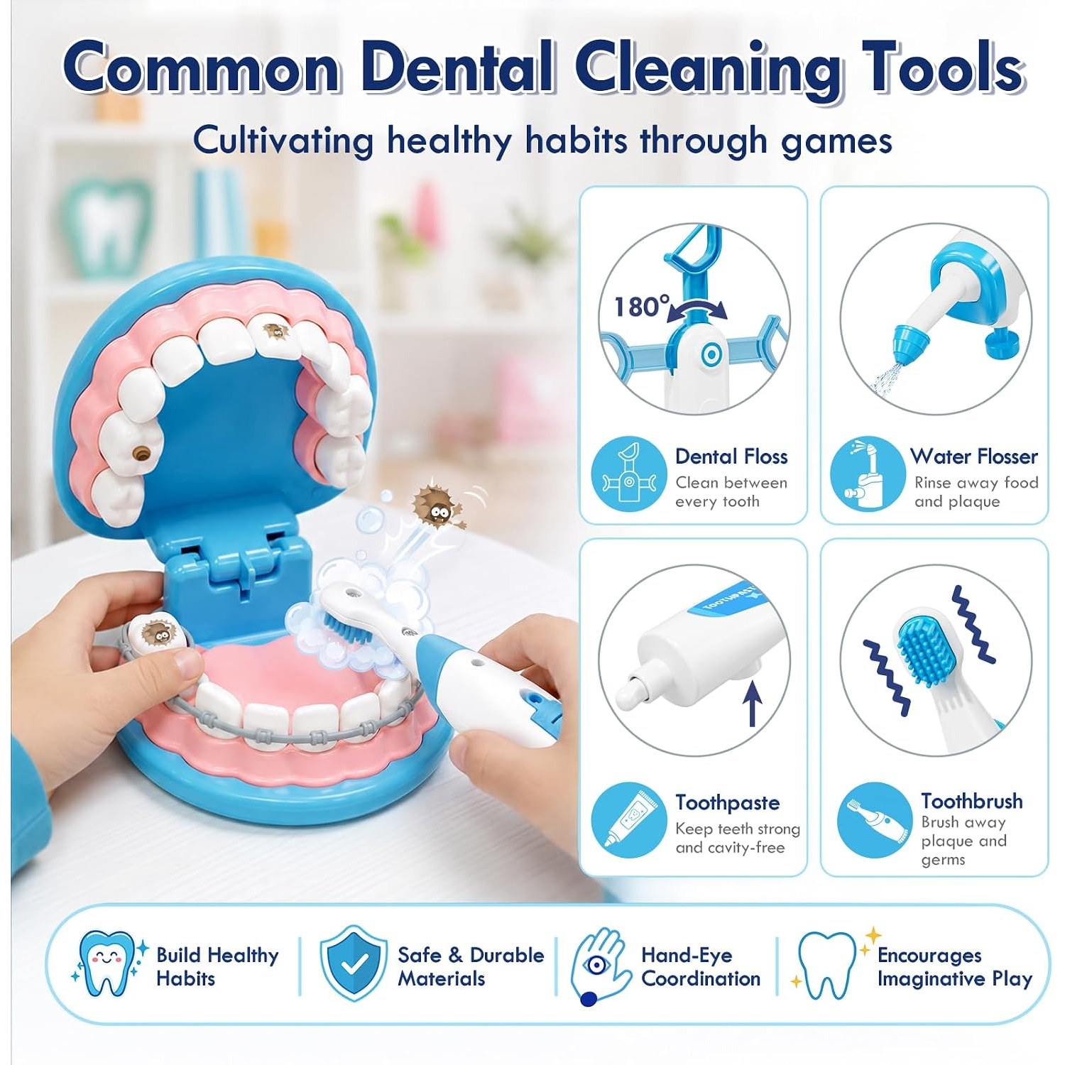 Kids Dentist Play Set with Teeth Model, Braces and Costume