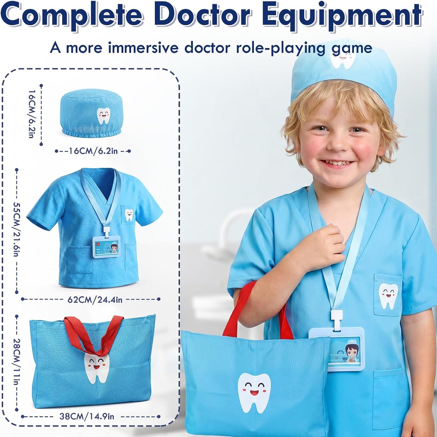Kids Dentist Play Set with Teeth Model, Braces and Costume