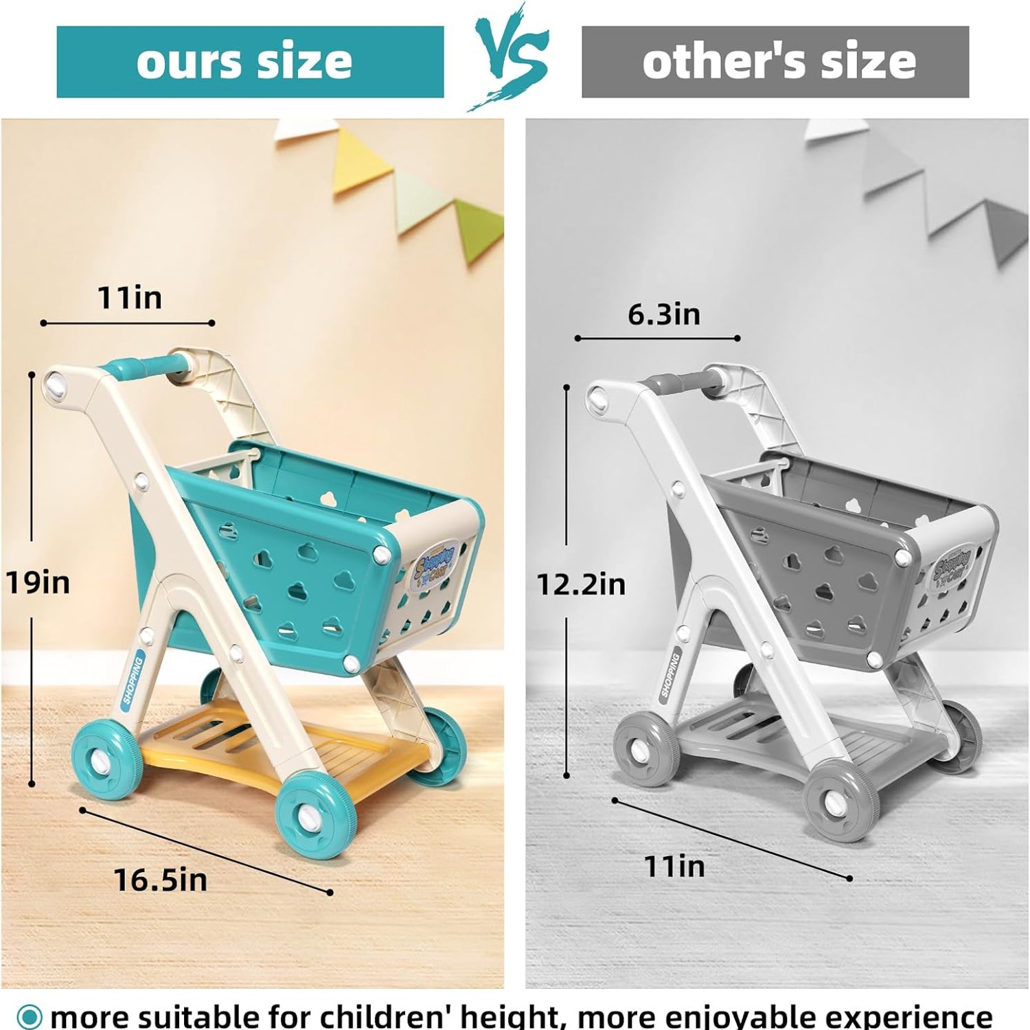 Kids Shopping Cart Cart Play Set with Pretend Food