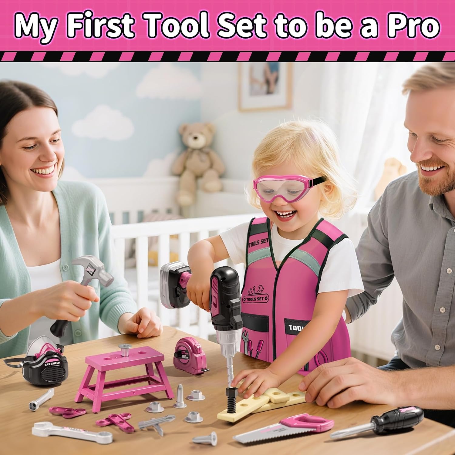 Kids Tool Box with Vest and Toy Drill: image 2