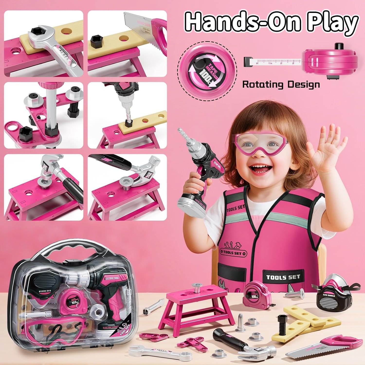 Kids Tool Box with Vest and Toy Drill: image 4
