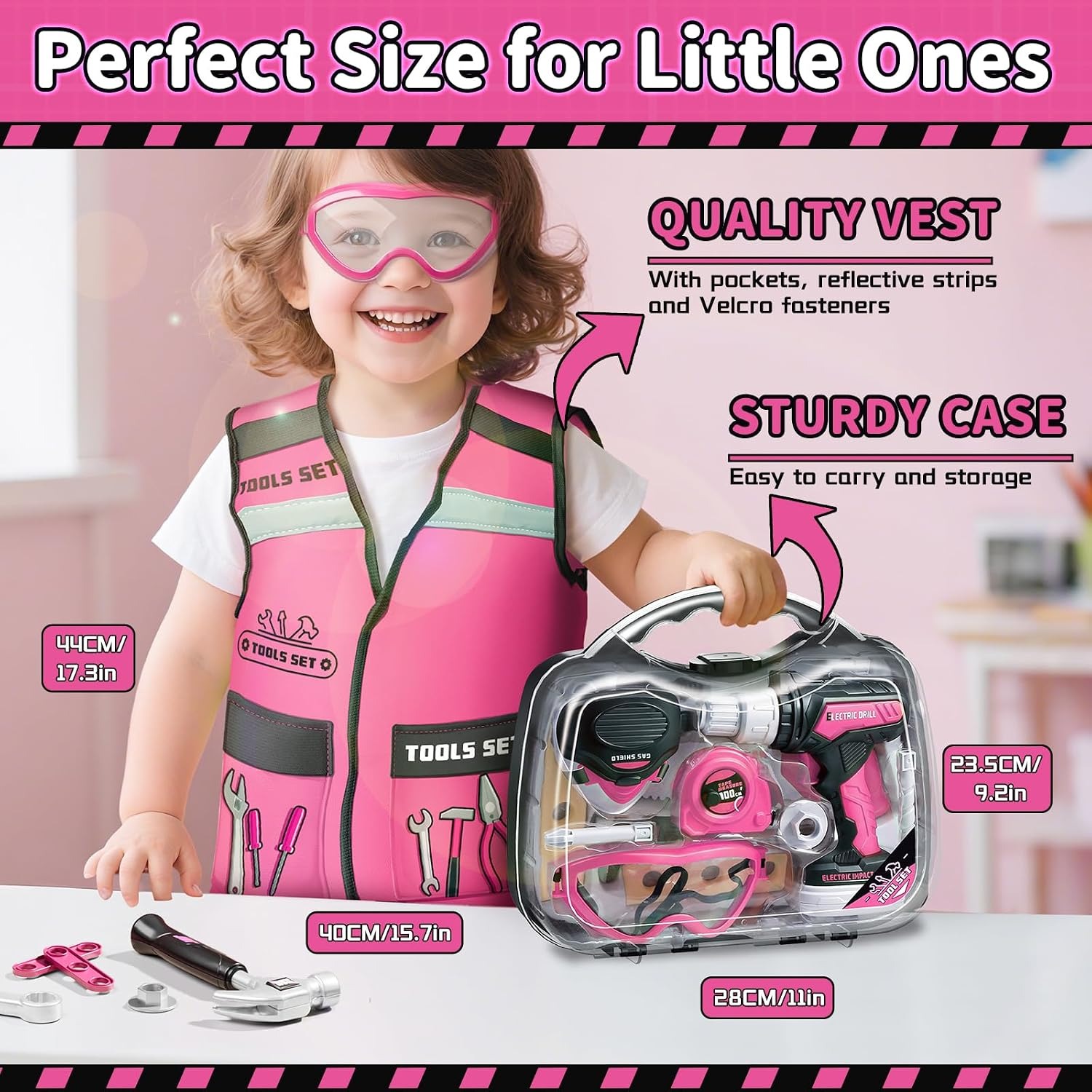 Kids Tool Box with Vest and Toy Drill: image 6