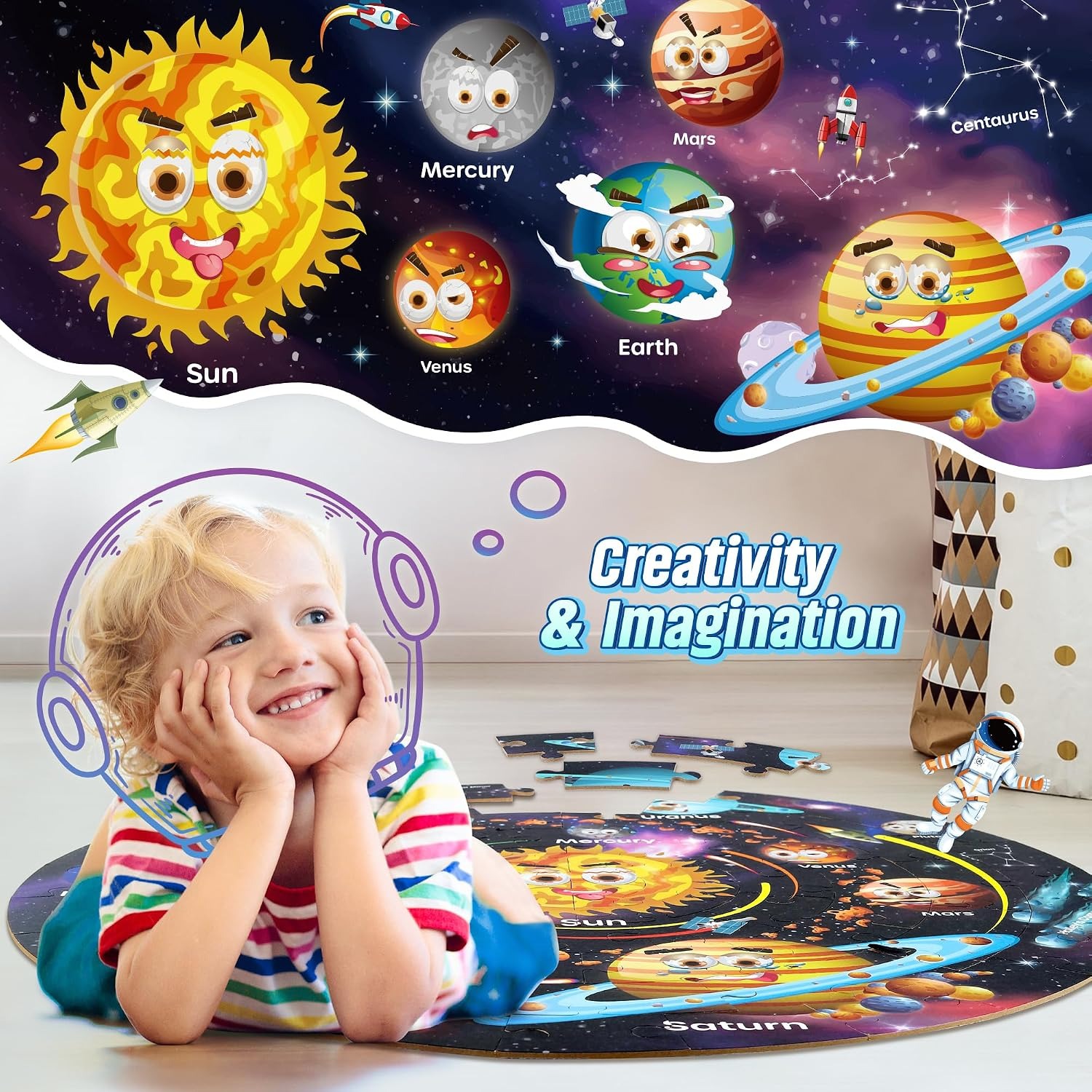 Solar System Floor Puzzle 70 Piece Round Jigsaw: image 3