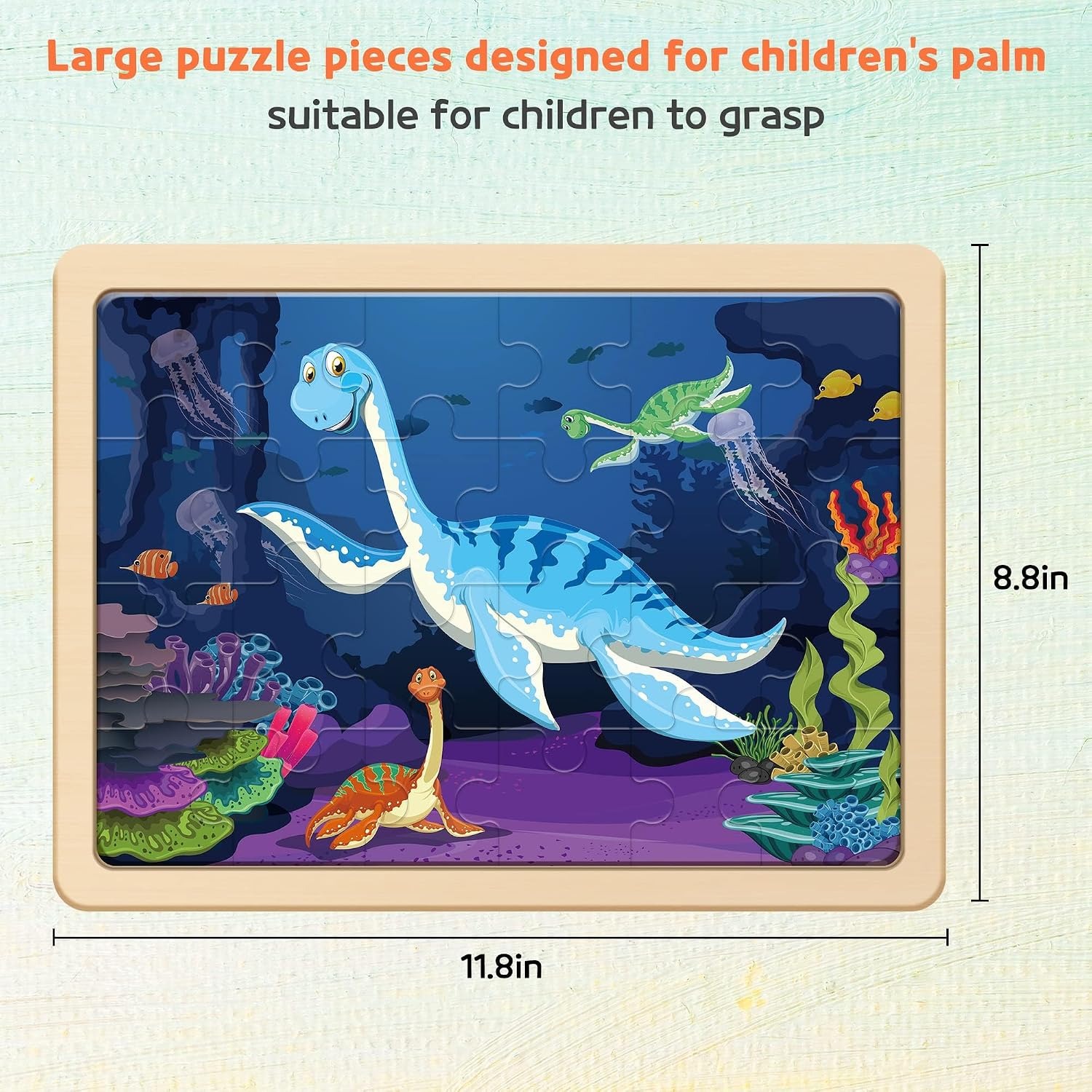 Wooden Dinosaur Puzzles 4-Pack Jigsaw Set for Kids