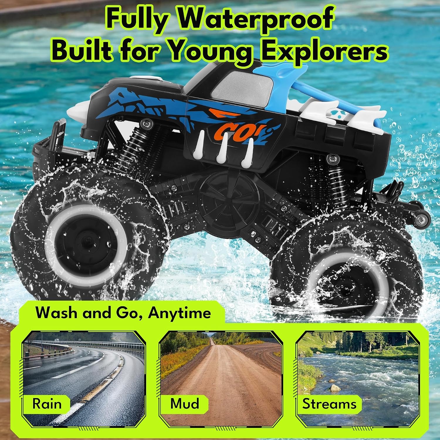 Amphibious RC Truck 1:16 Scale Waterproof Monster Truck: image 2