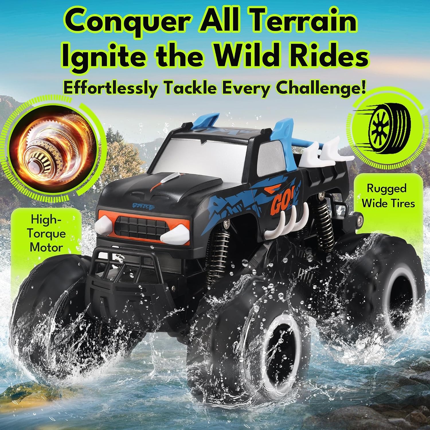 Amphibious RC Truck 1:16 Scale Waterproof Monster Truck: image 3