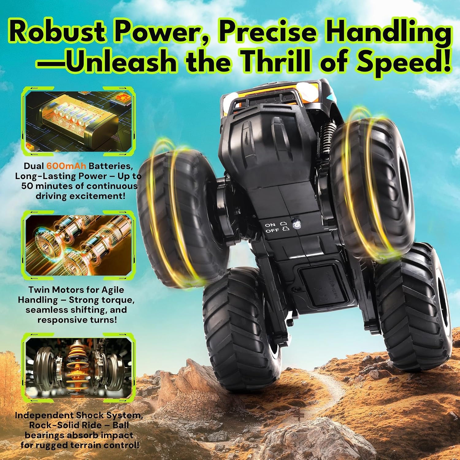 Amphibious RC Truck 1:16 Scale Waterproof Monster Truck: image 5