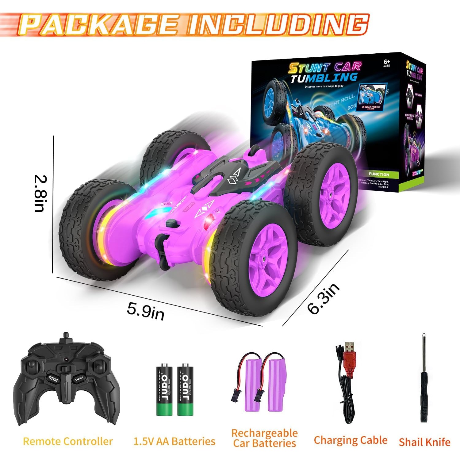 Double-Sided RC Stunt Car with Color-Changing Light Strips: image 6