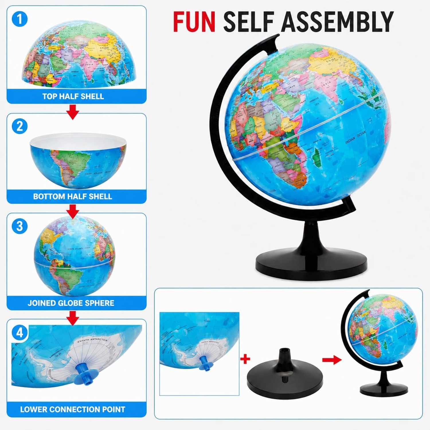 12 Inch Self-Assembly World Globe: image 4