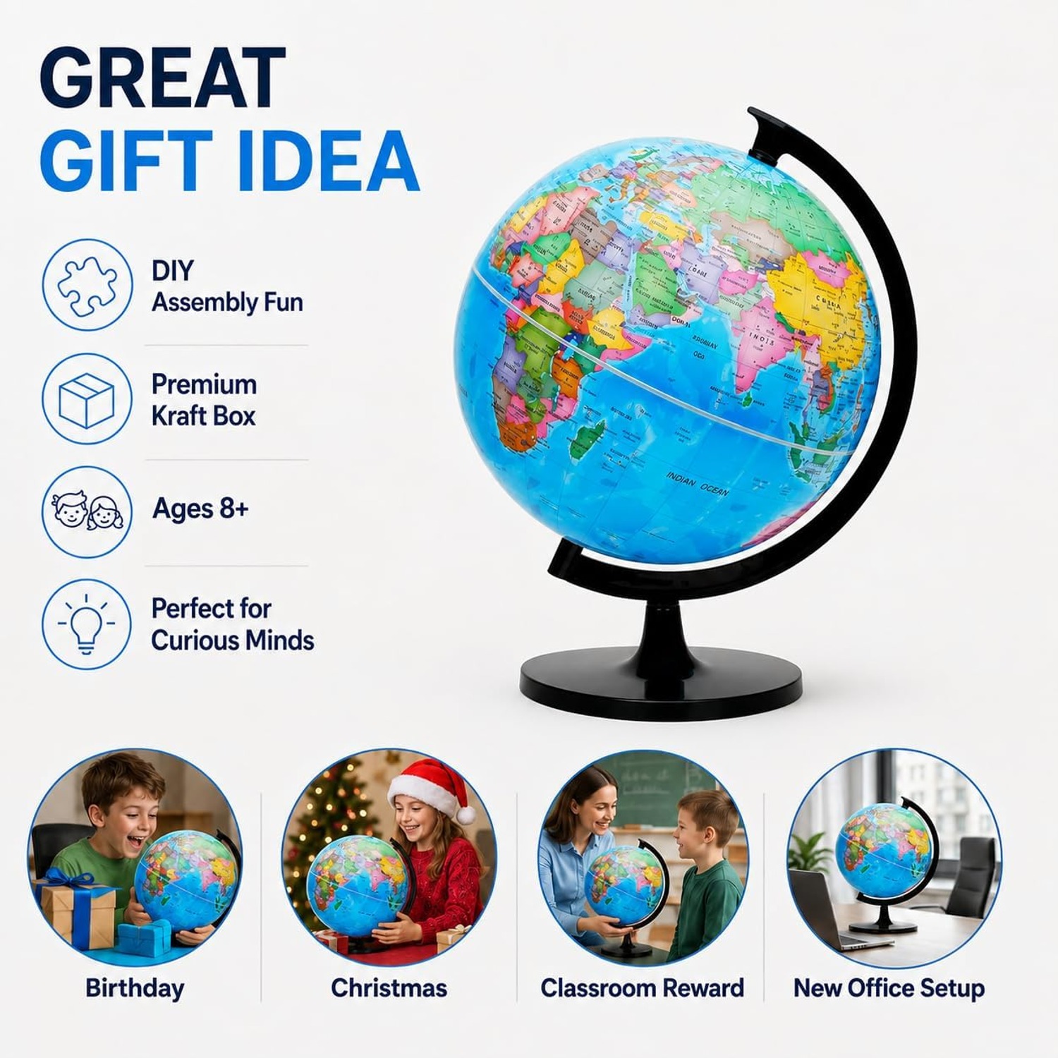 12 Inch Self-Assembly World Globe: image 7