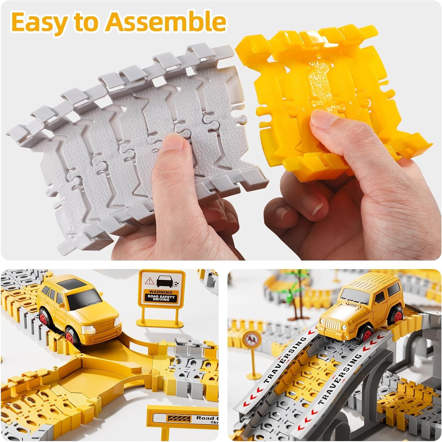 236-Piece Construction Race Track Set with Electric Cars and Trucks