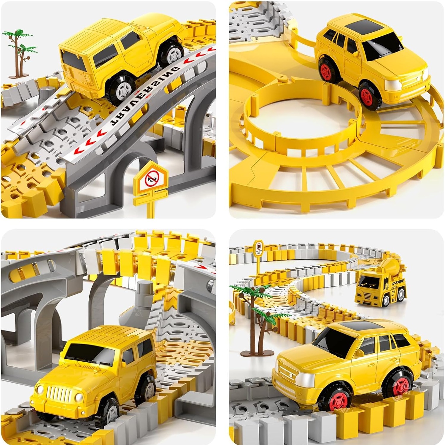 236-Piece Construction Race Track Set with Electric Cars and Trucks