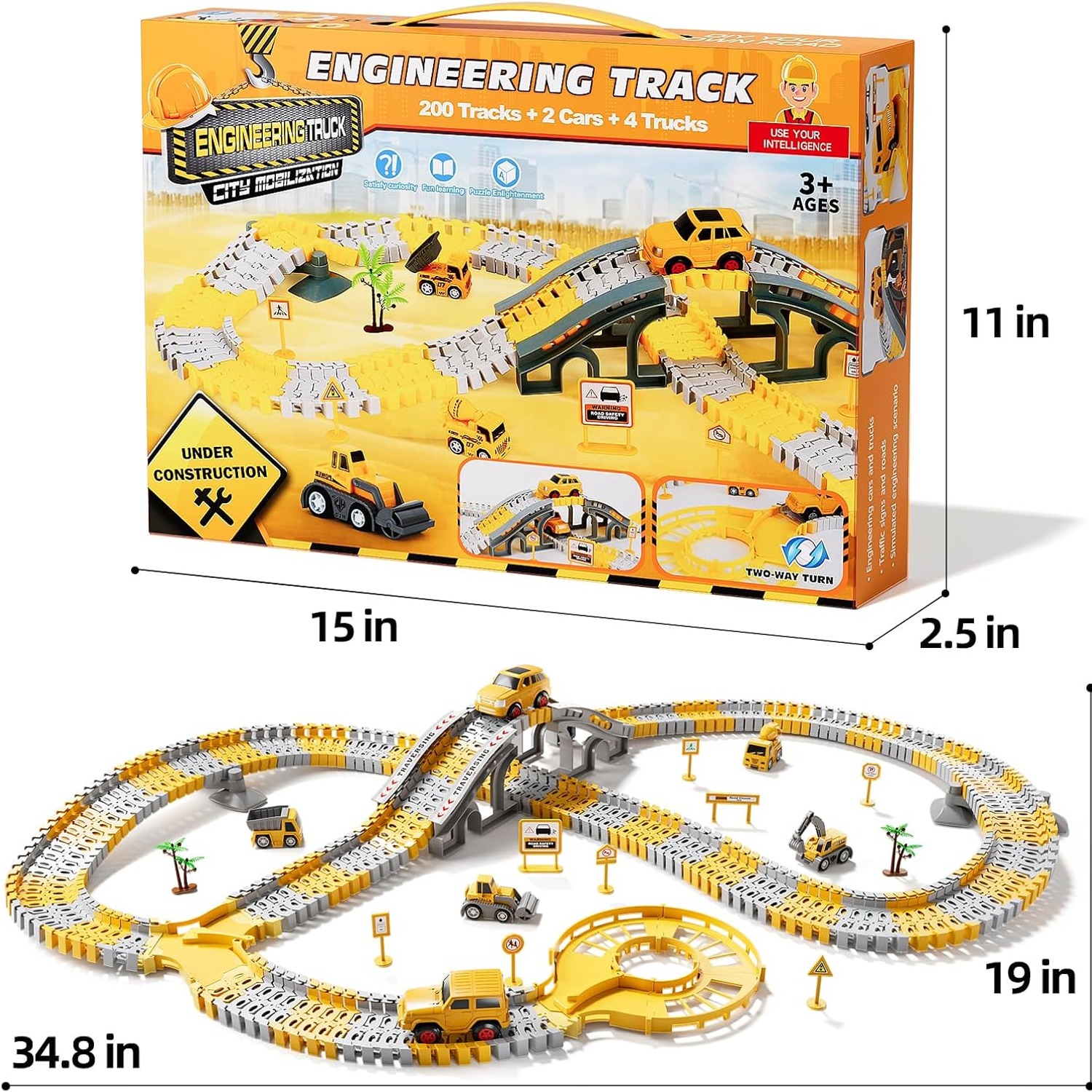 236-Piece Construction Race Track Set with Electric Cars and Trucks: image 9