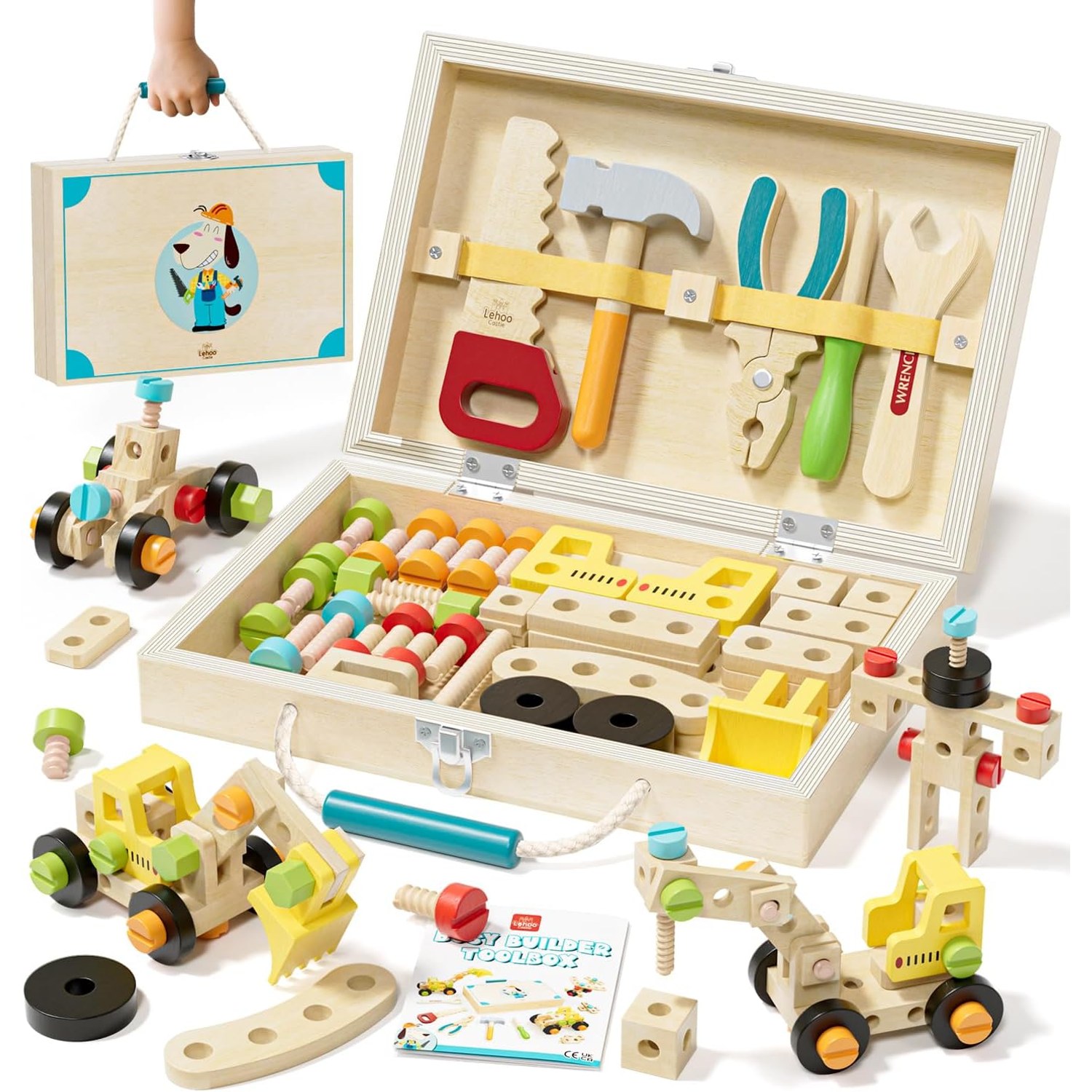 Kids Wooden Tool Set with Portable Tool Box (49 Pieces)
