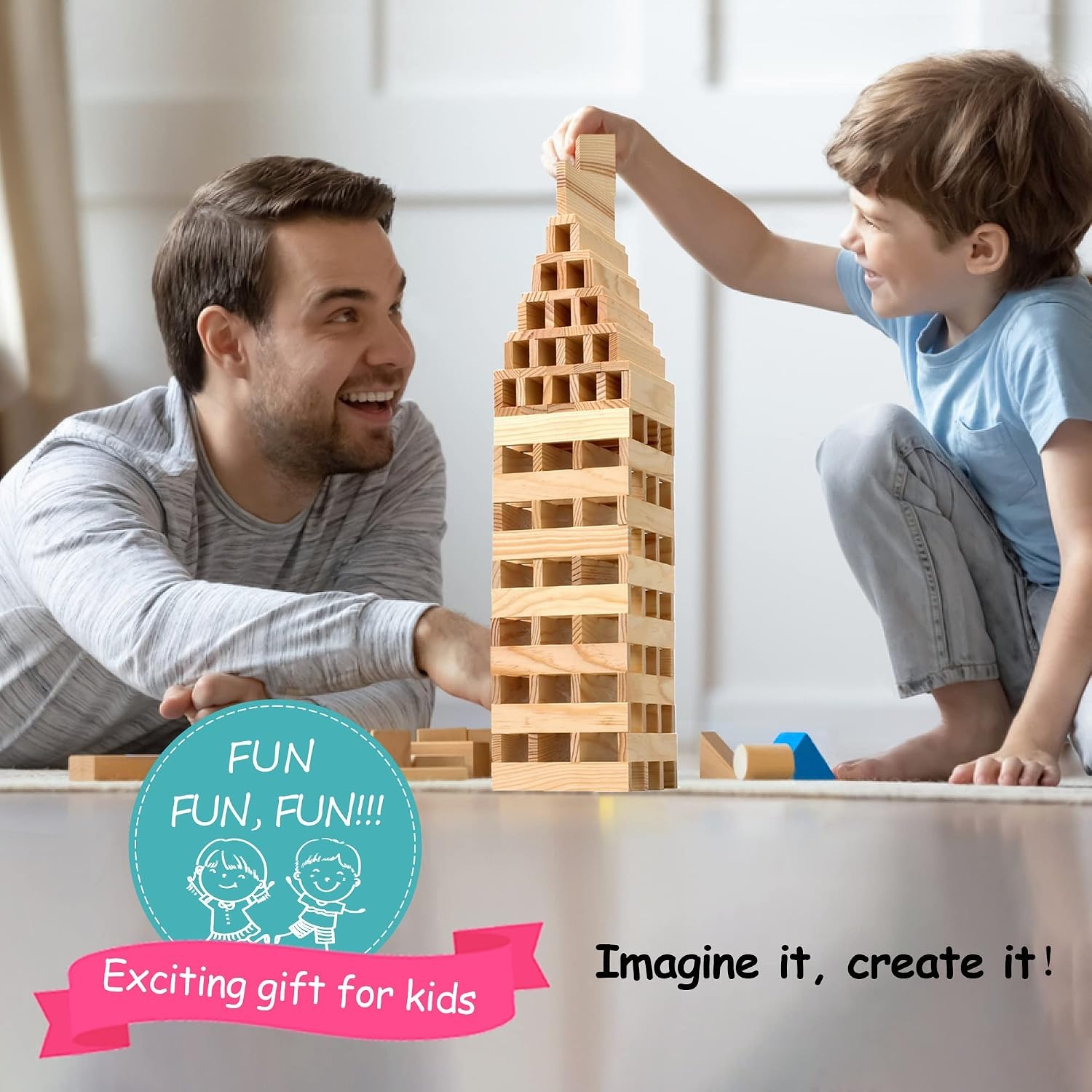 100 Piece Wooden Building Blocks Set