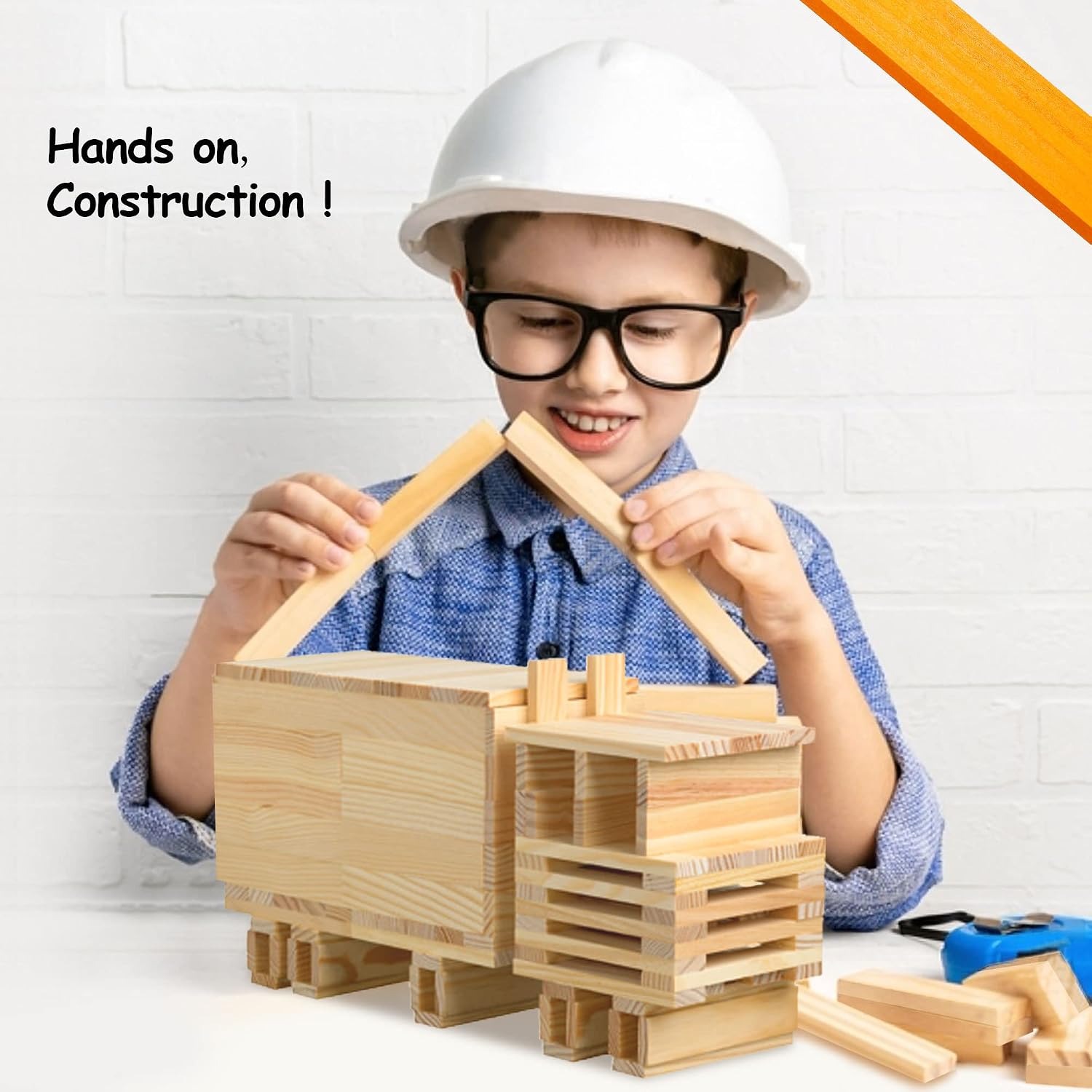 100 Piece Wooden Building Blocks Set