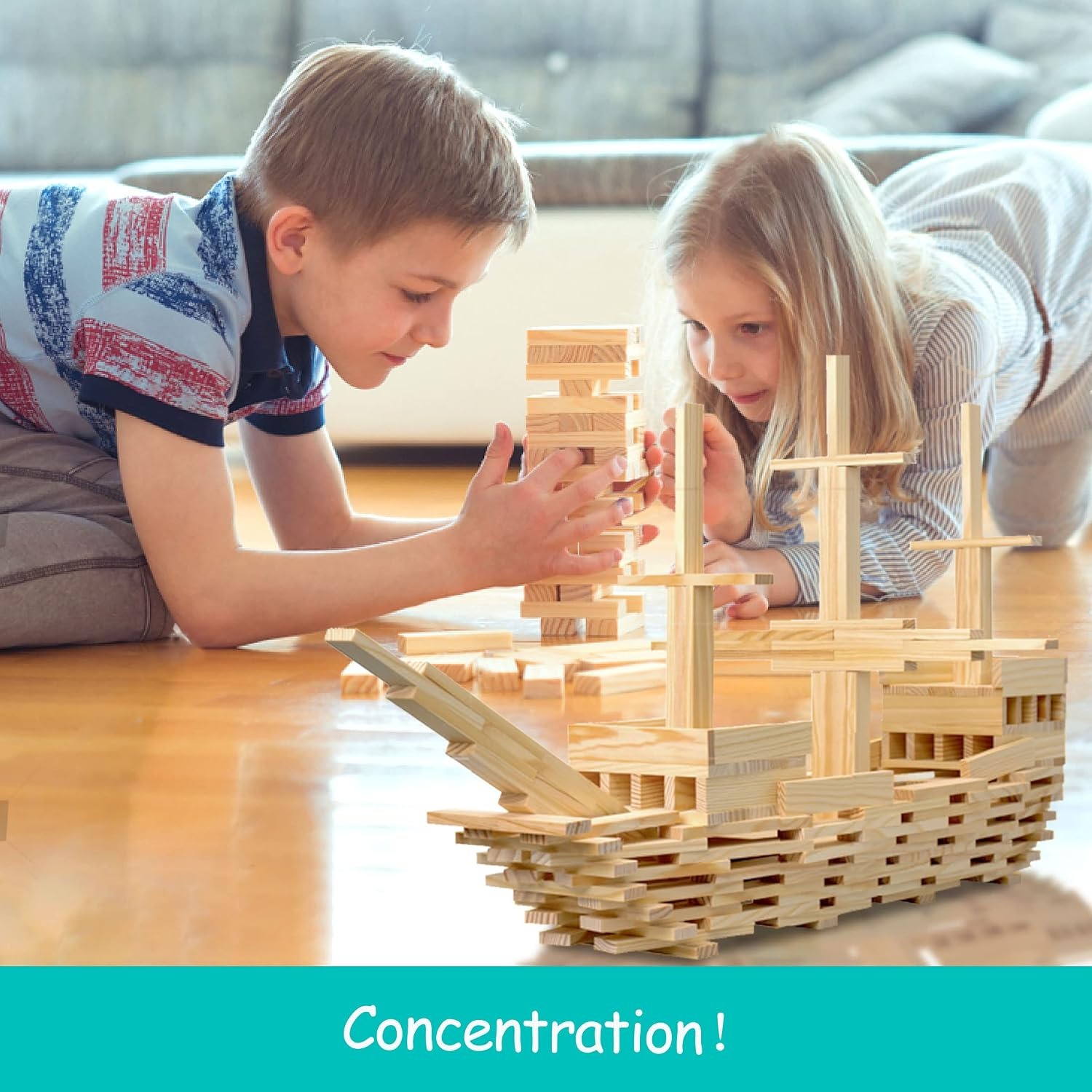 100 Piece Wooden Building Blocks Set
