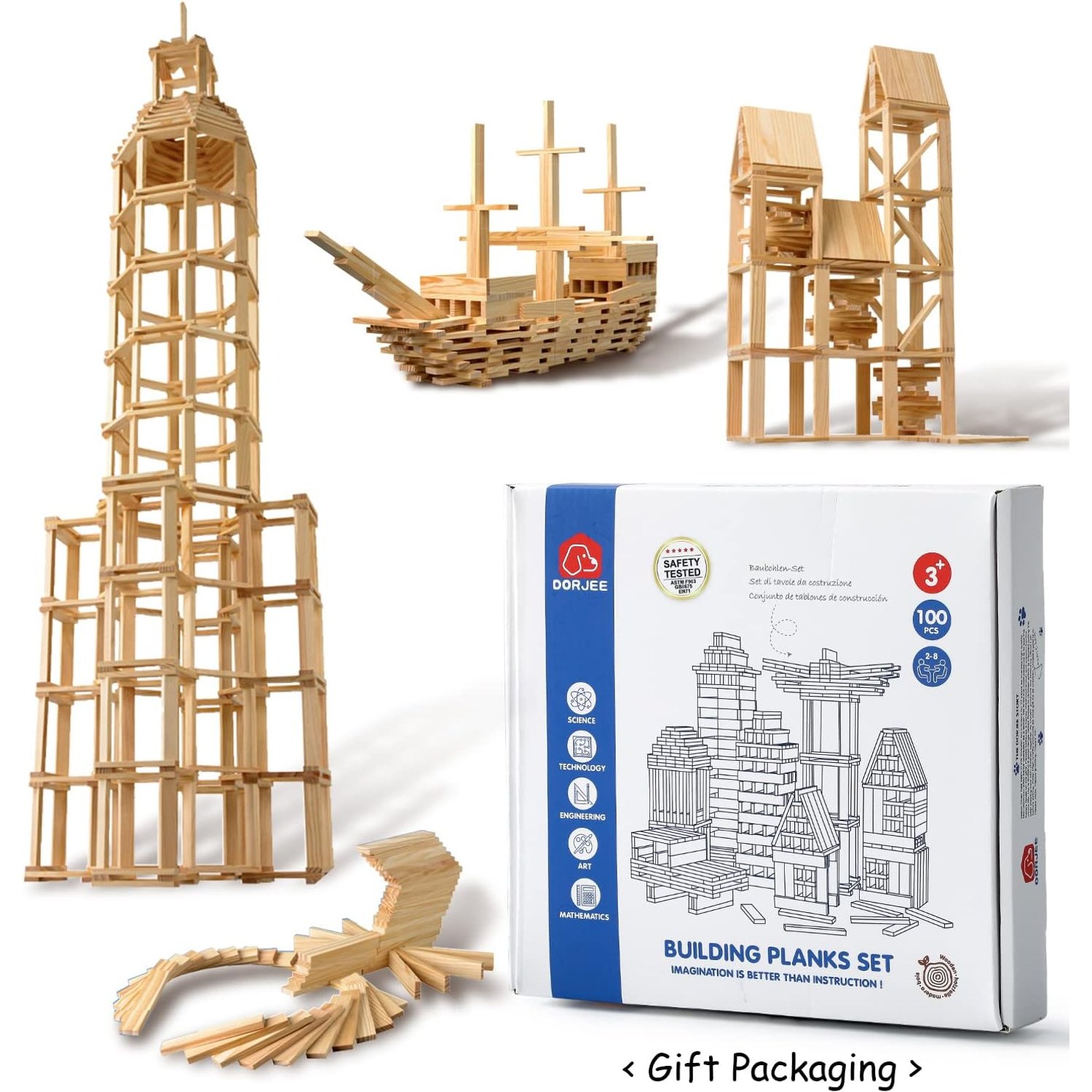 100 Piece Wooden Building Blocks Set: image 7