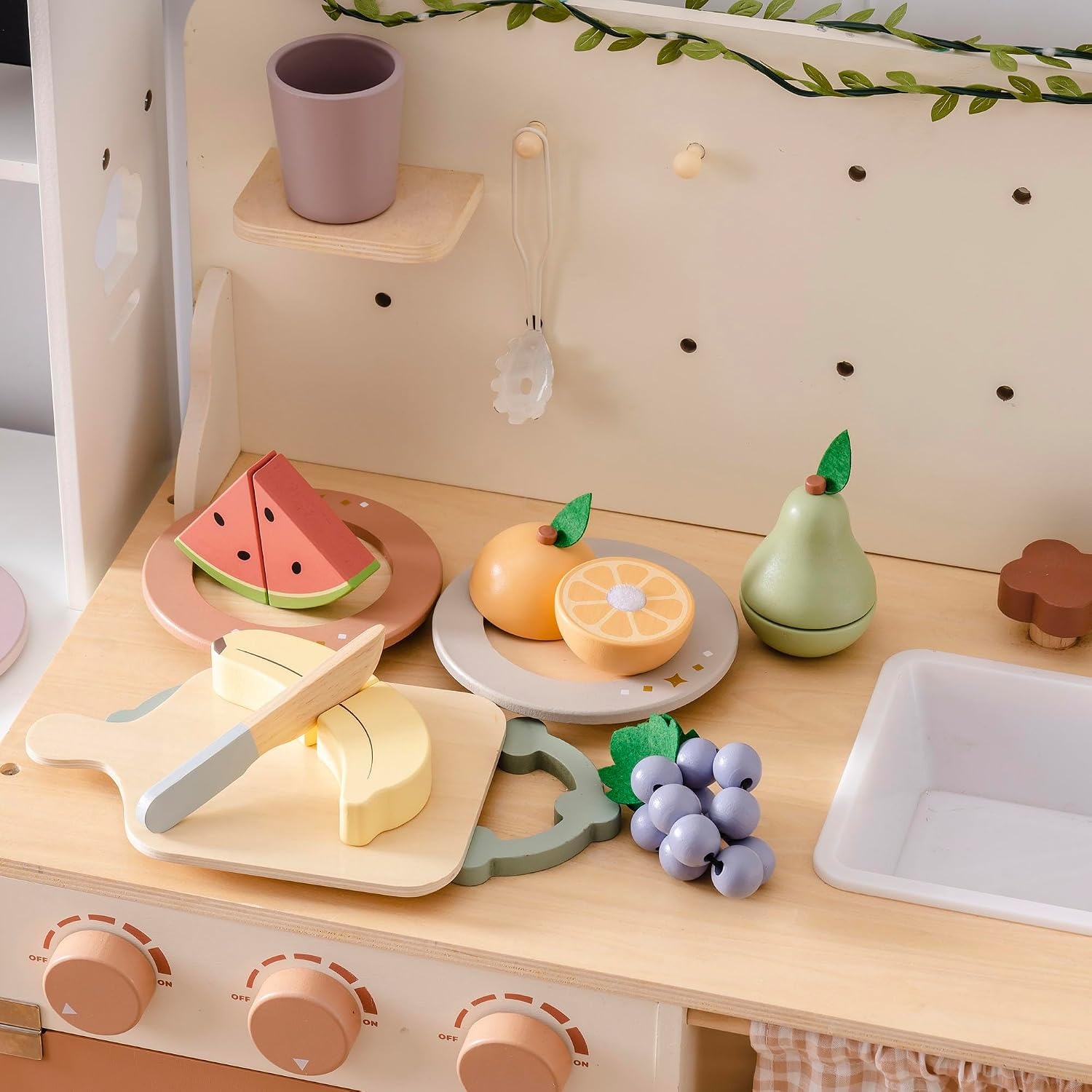 Wooden Cutting Fruit Set with Storage Bag