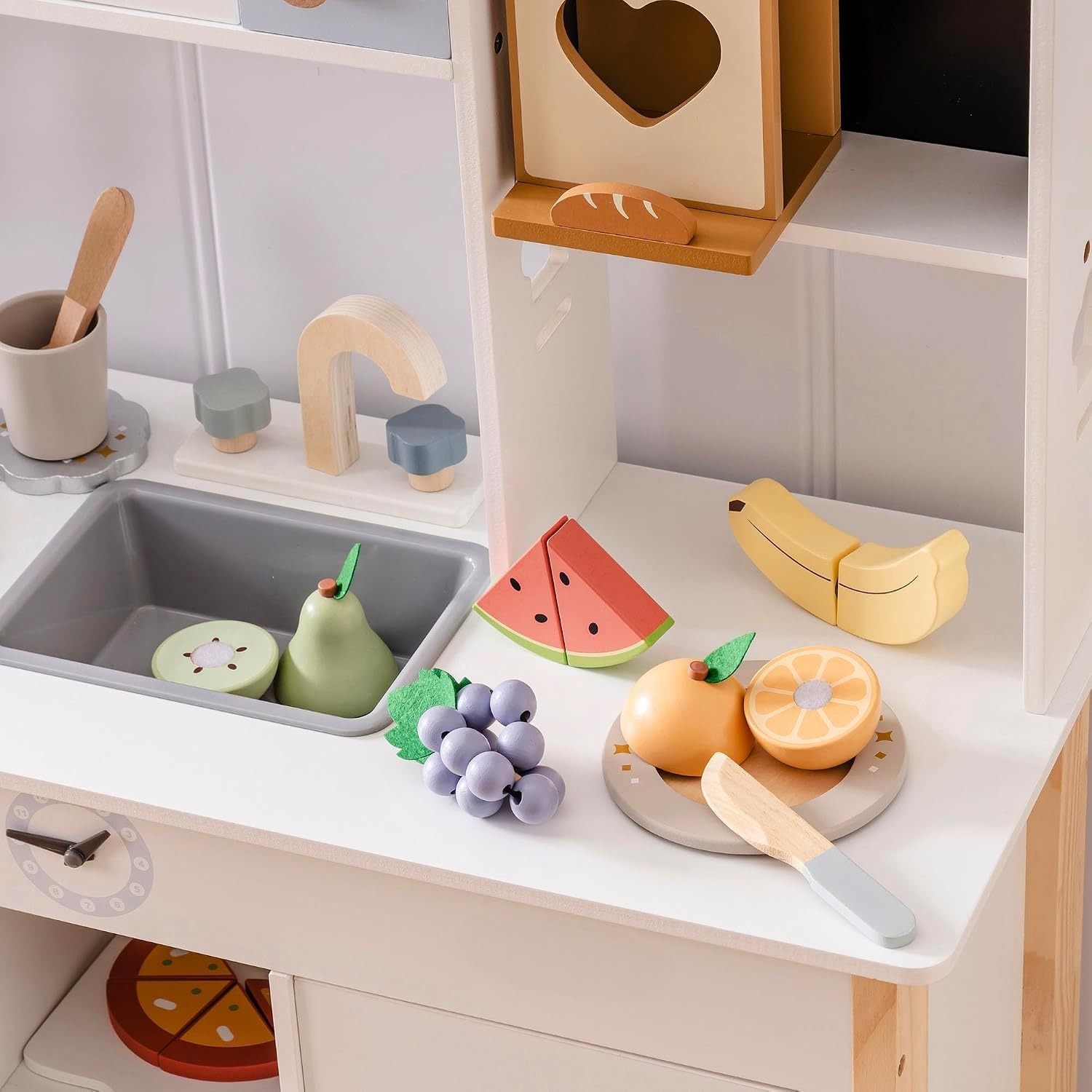 Wooden Cutting Fruit Set with Storage Bag